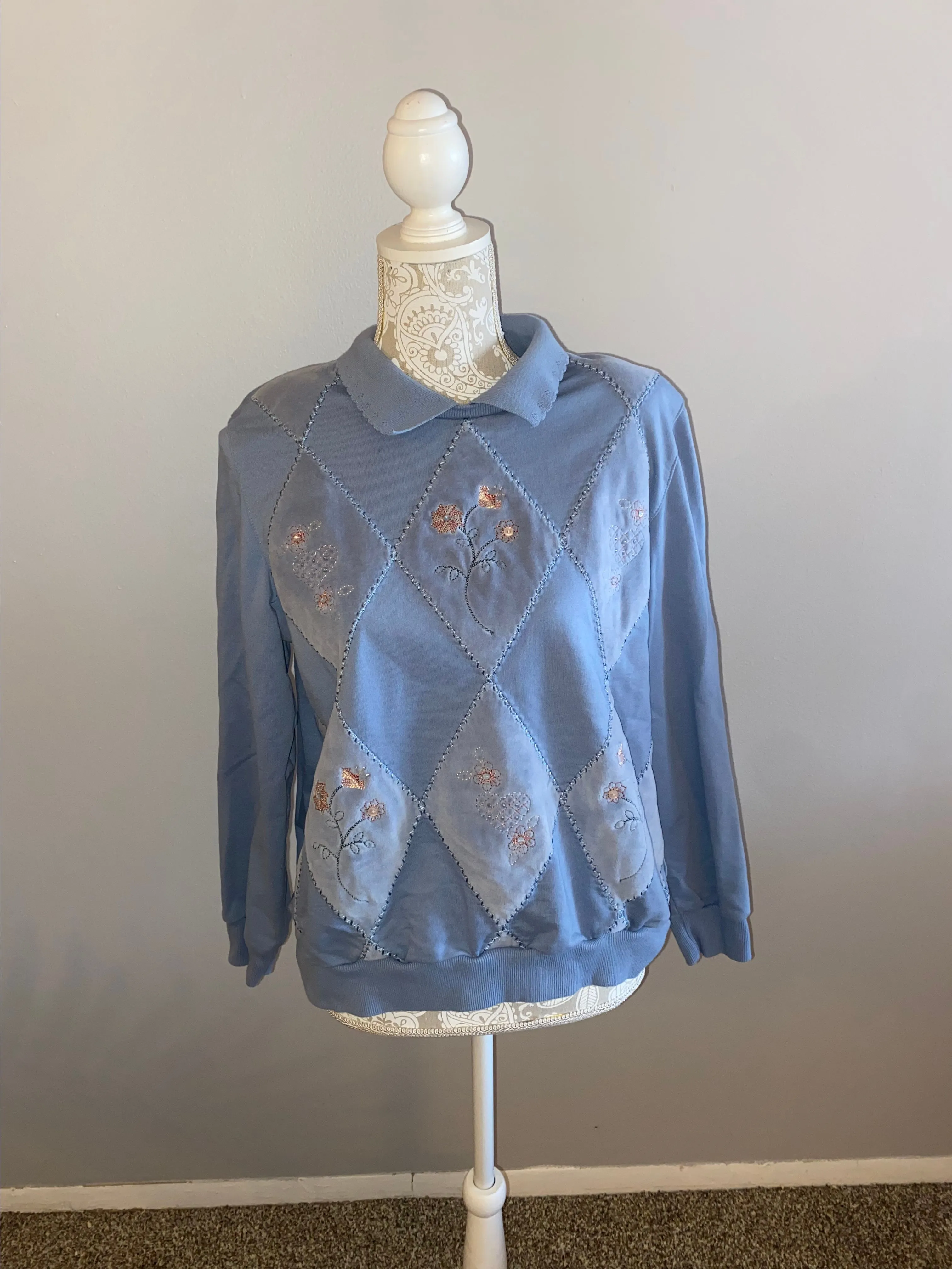 Product image for Alfred Dunner Patchwork Crewneck with Embroidered Detail