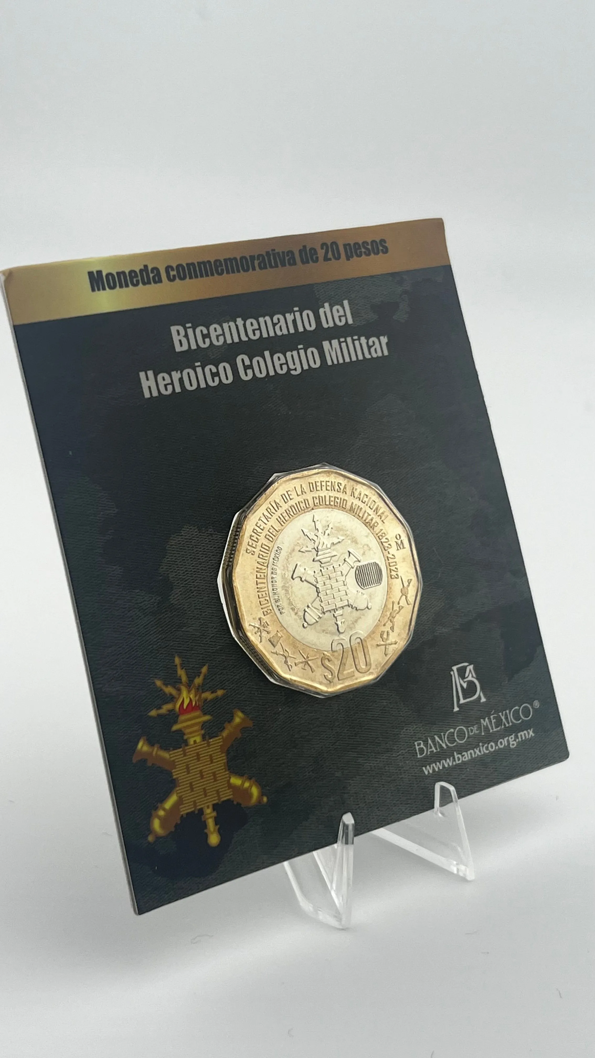 Product image for MEXICO 20 PESOS 2023 UNC 1 YEAR TYPE,MEXICO'S MILITARY ACADEMY, Banco De Mexico