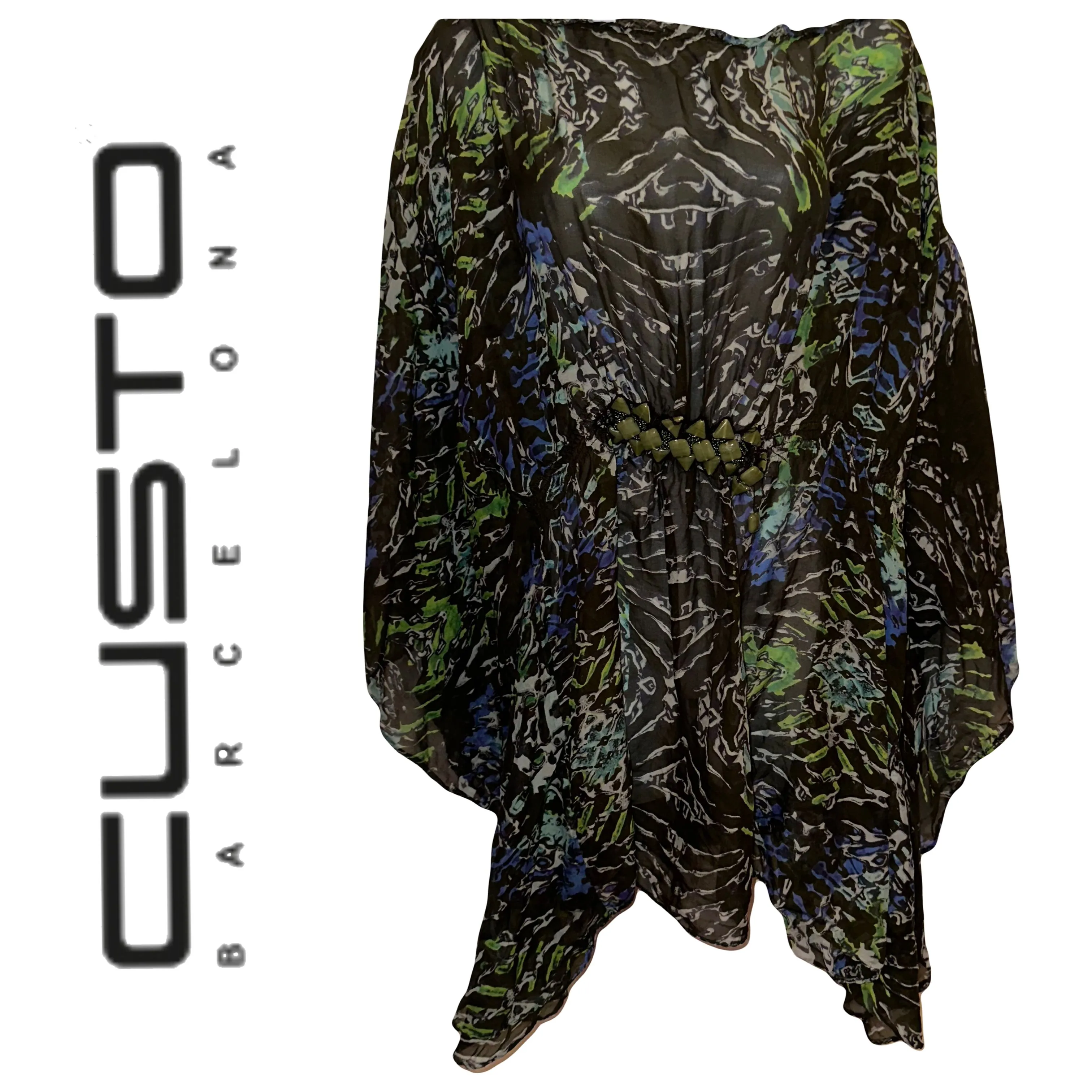 Product image for 224-Custo Barcelona green black chiffon cover up