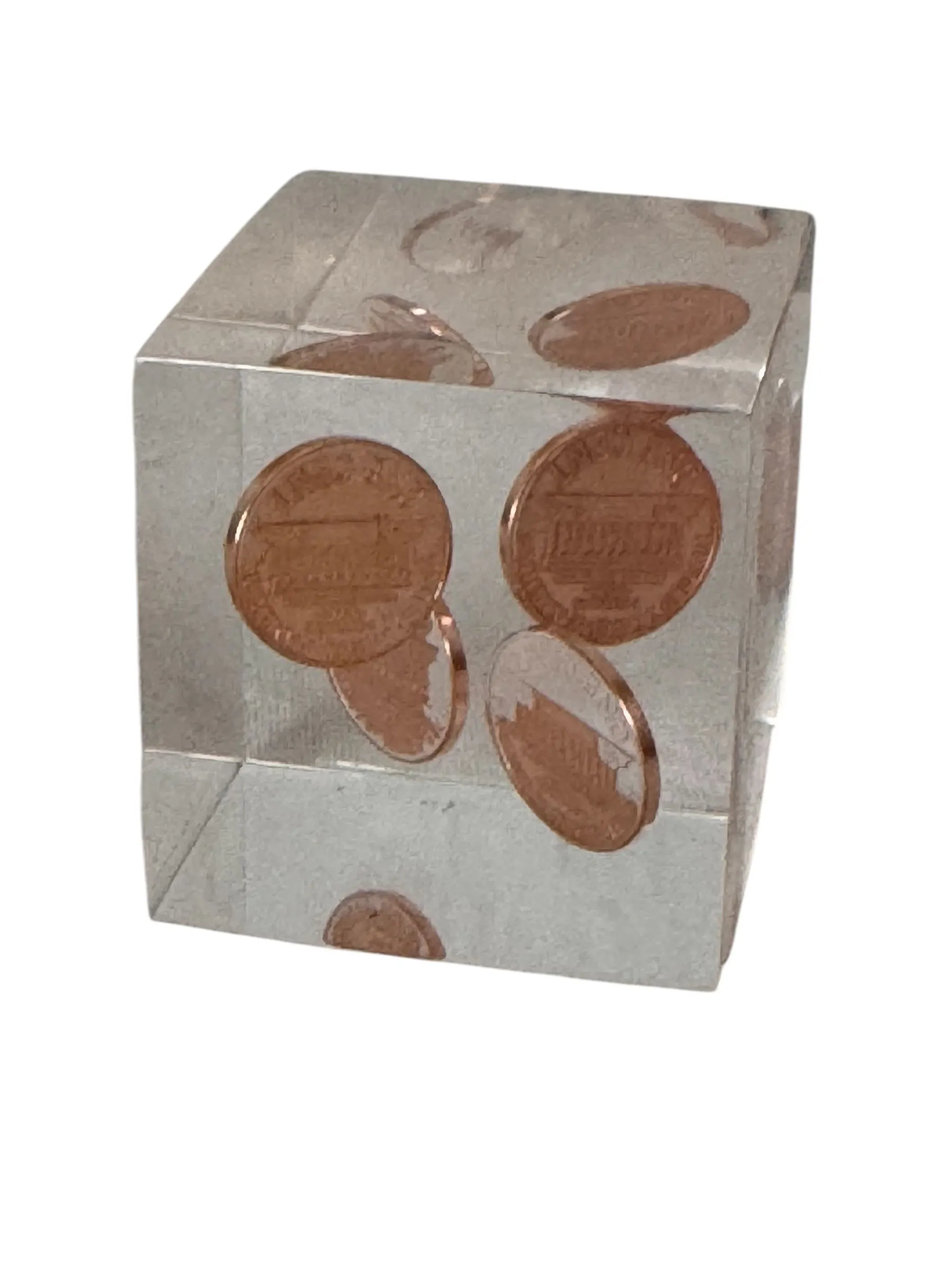 Product image for Floating Pennies Paperweight Lucite Acrylic