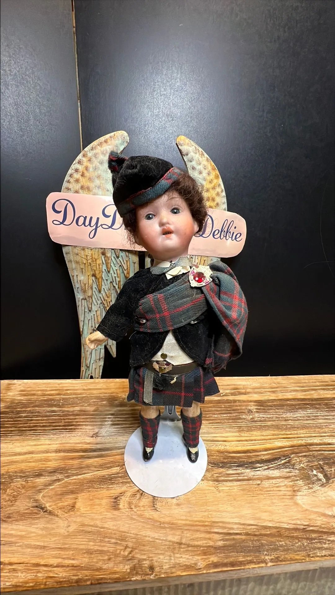 Product image for Doll 23. German bisque head doll Scottish outfit