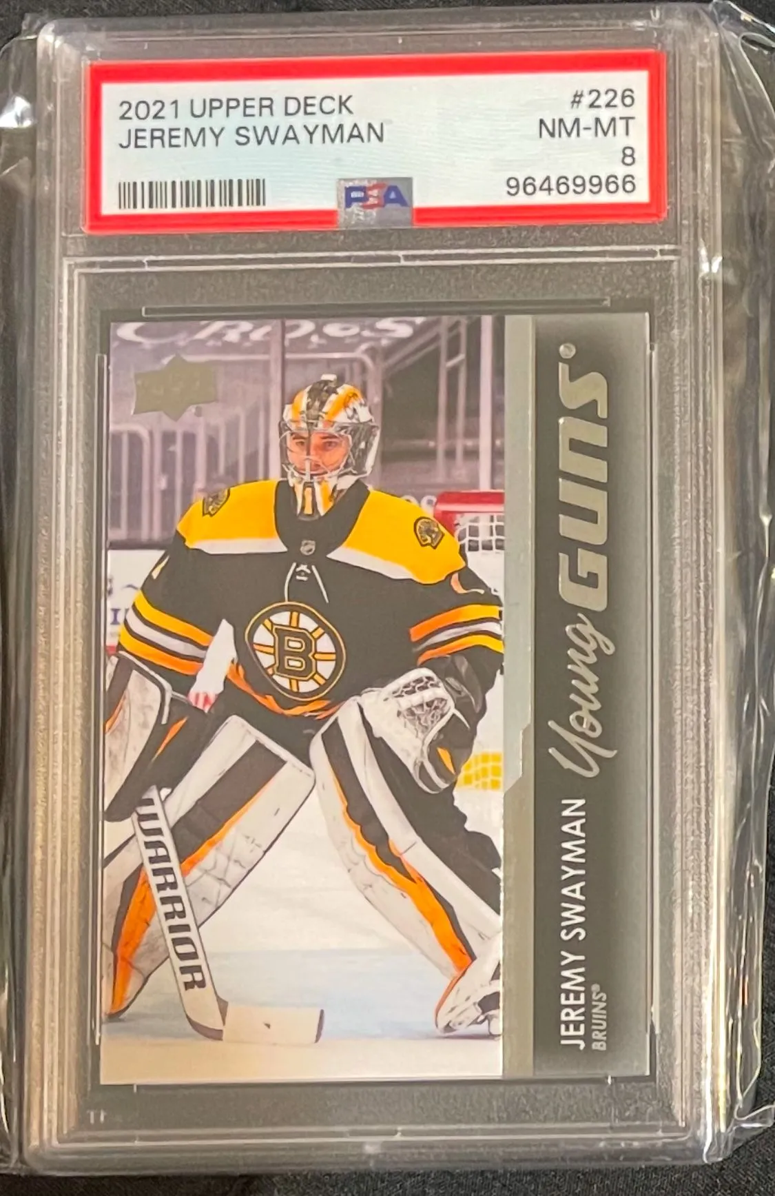 Product image for 2021-2022 Upper Deck Jeremy Swayman  PSA NM-MT 8