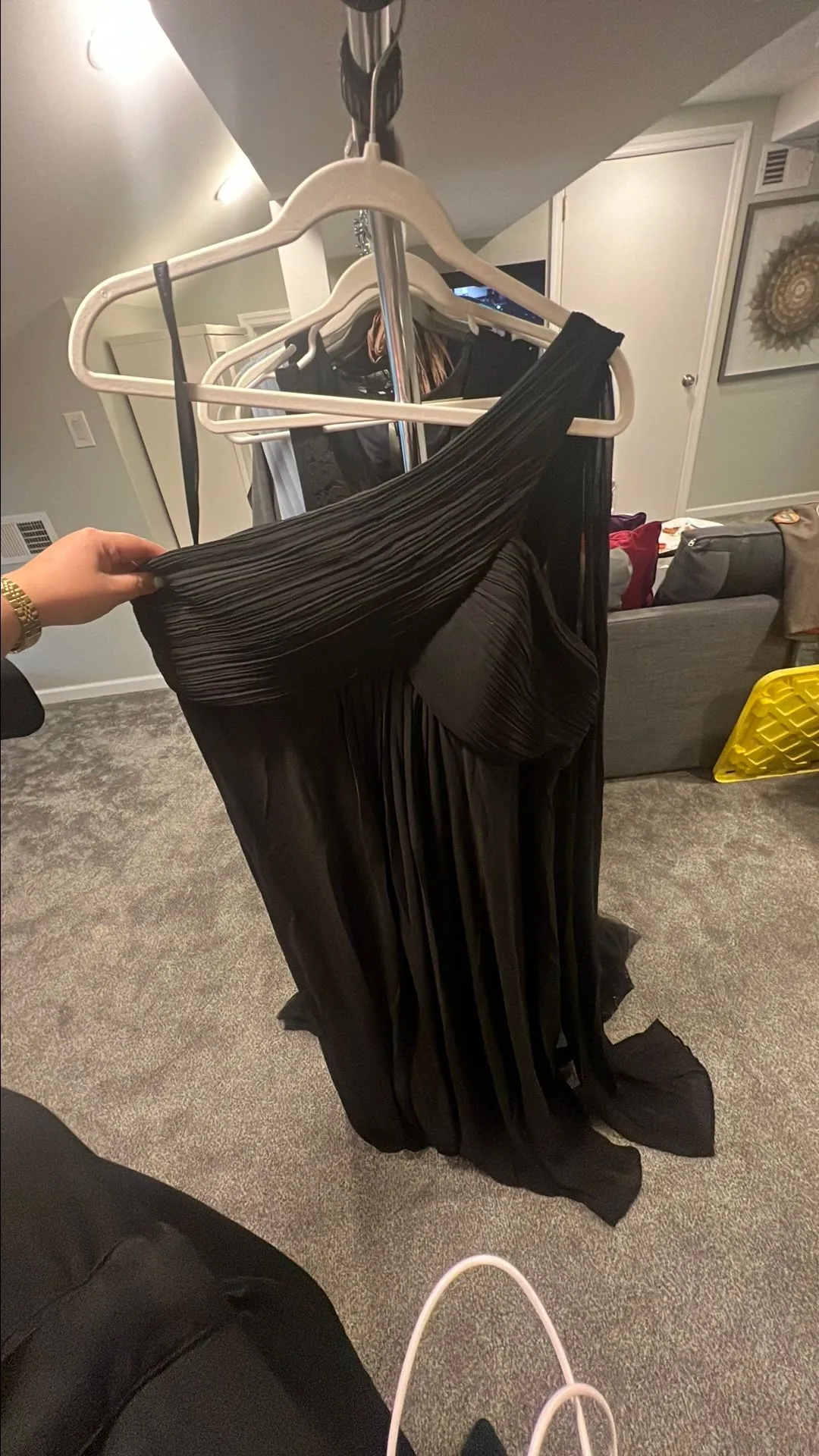 Product image for Black one shoulder Chiffon Gown