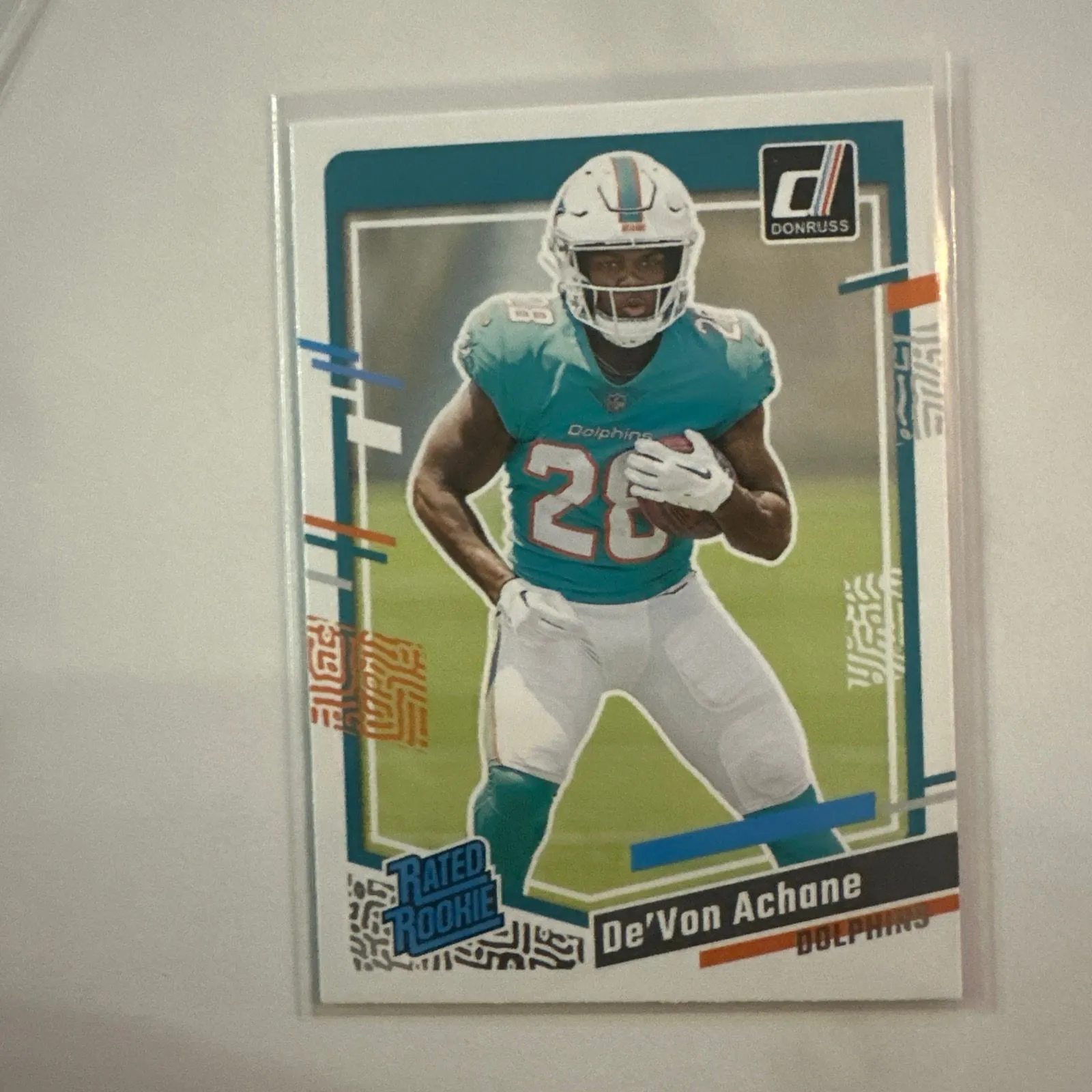 Product image for 2023 Panini Donruss De’Von Achane Rated Rookie Miami Dolphins running back