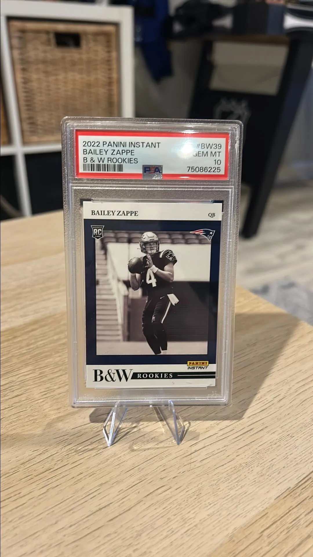 Product image for 2022 Panini Instant Black & White Rookies Bailey Zappe BW39 B & W Rookies PSA GEM MT 10