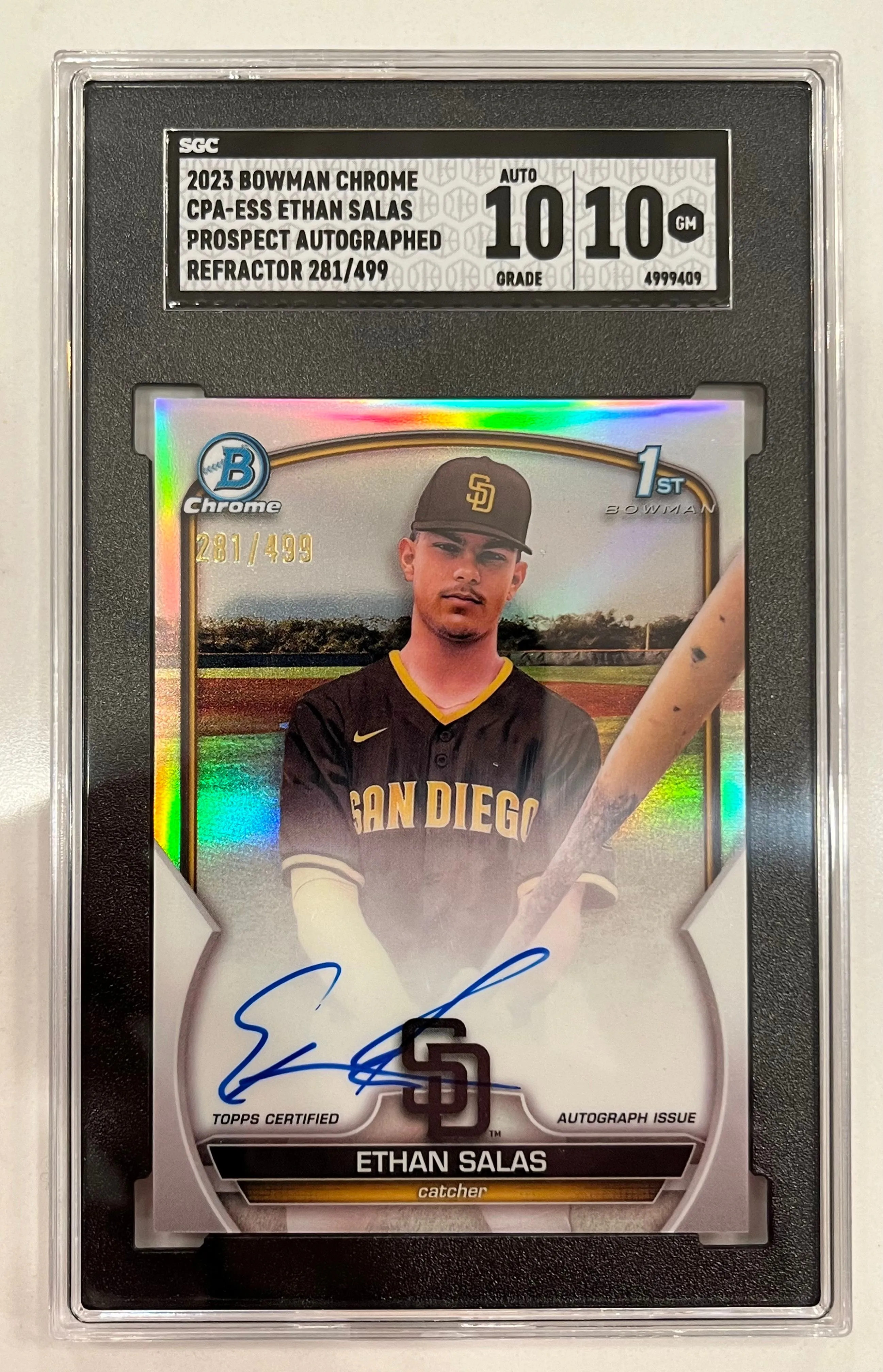Product image for 2023 Bowman Chrome Ethan Salas Refractor Auto 281/499 SGC 10/10