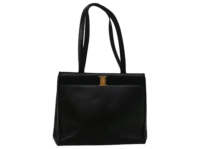 Product image for Salvatore Ferragamo Vala Vintage Black Leather Tote Bag