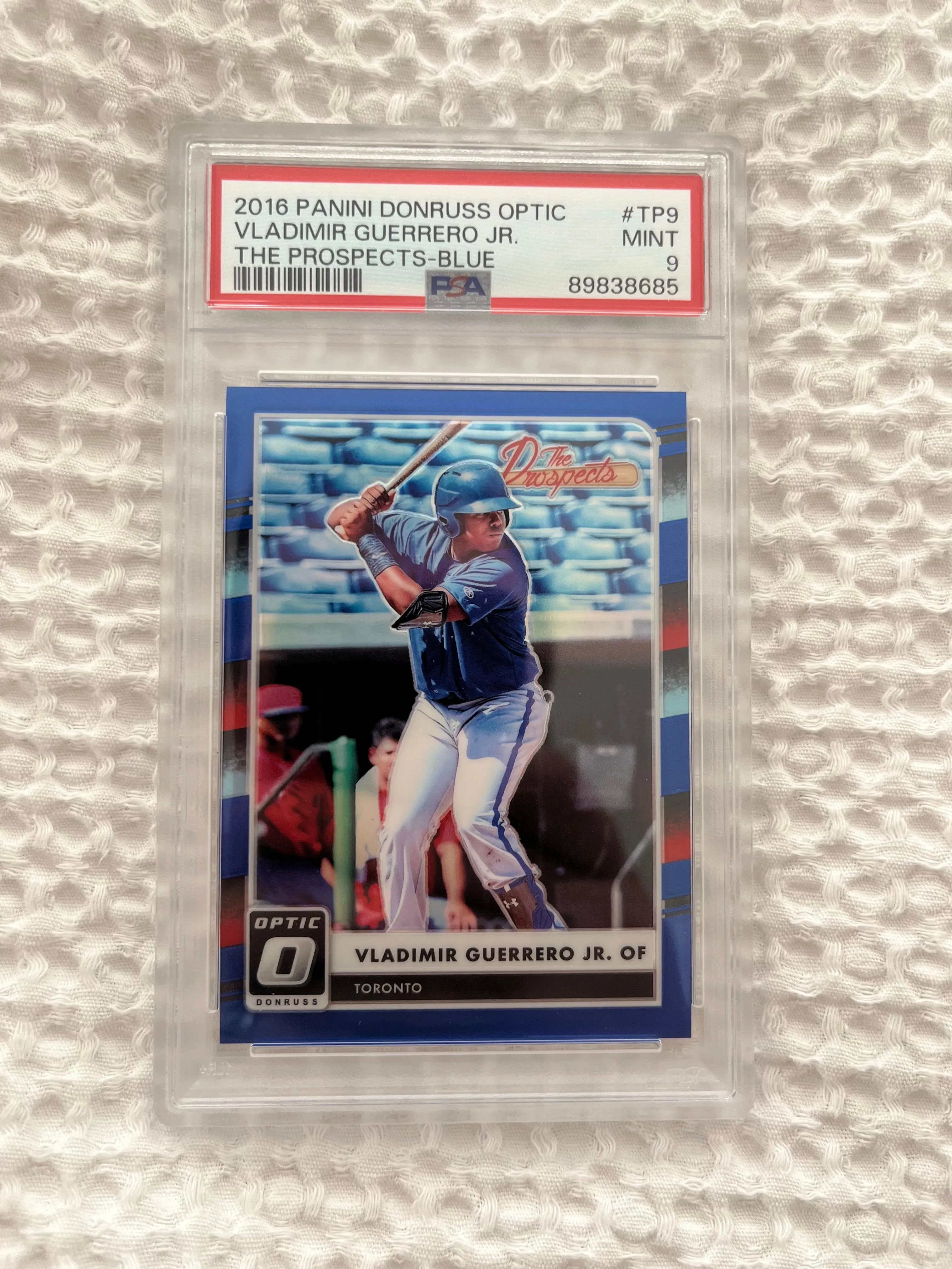Product image for 2016 Panini Donruss Optic The Prospects Vladimir Guerrero Jr. TP9 The Prospects-Blue PSA MINT 9
