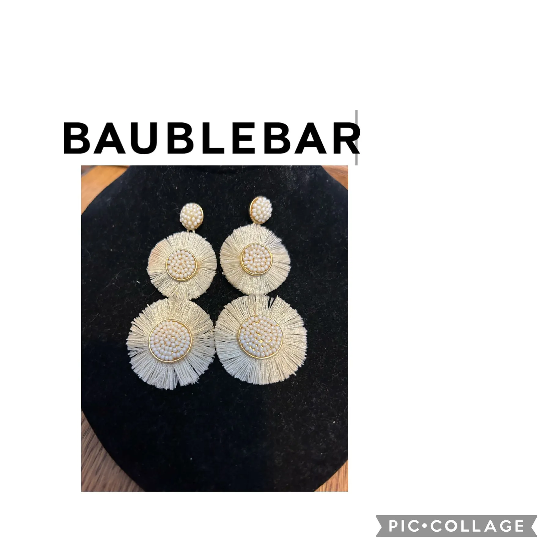 Product image for 🦻🦻Vintage! Baublebar drop pierced earrings color pearl beads Fringe Post-ba
