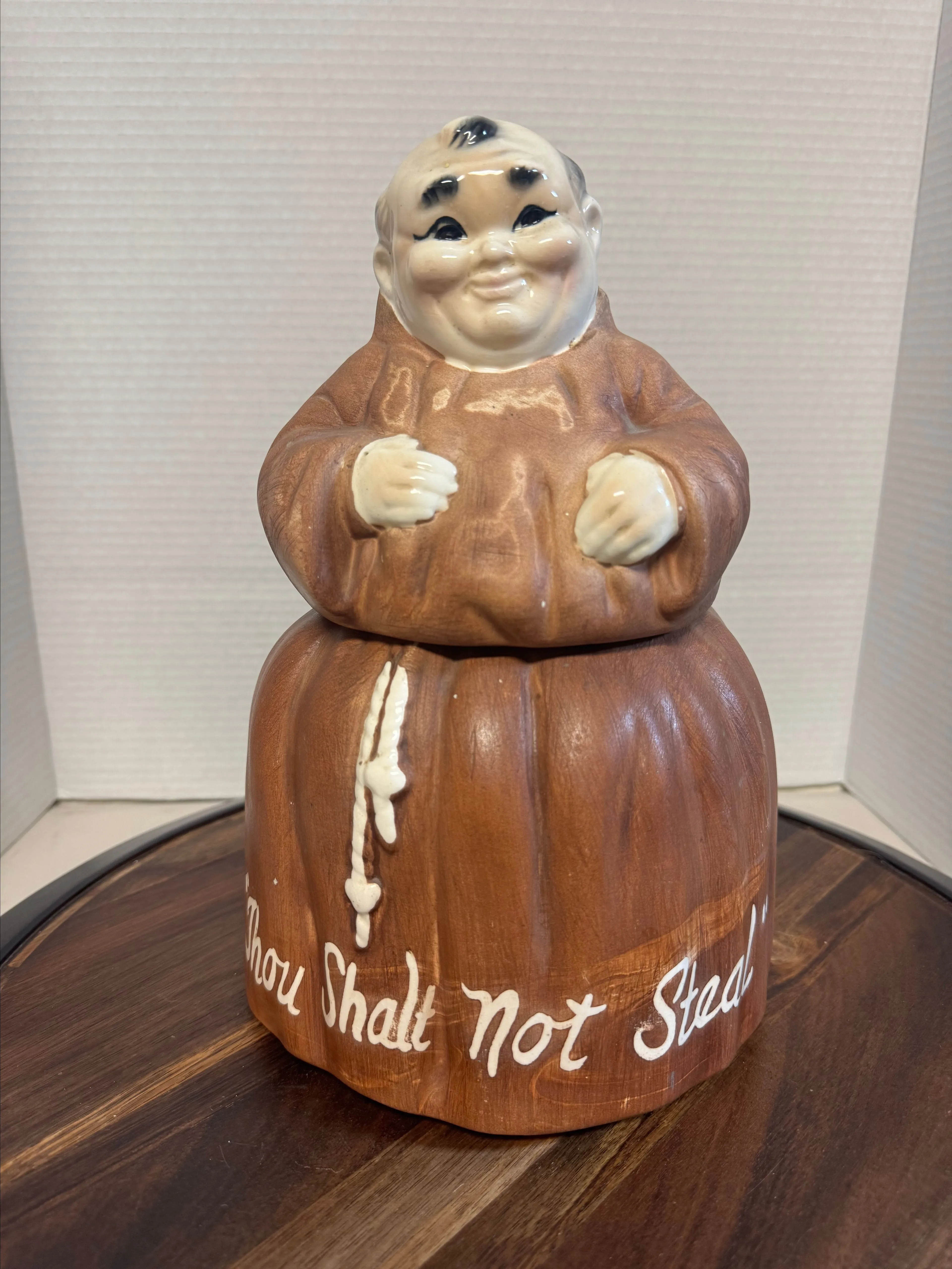 Product image for Vintage 1960s Friar monk thou shalt not steal cookie jar