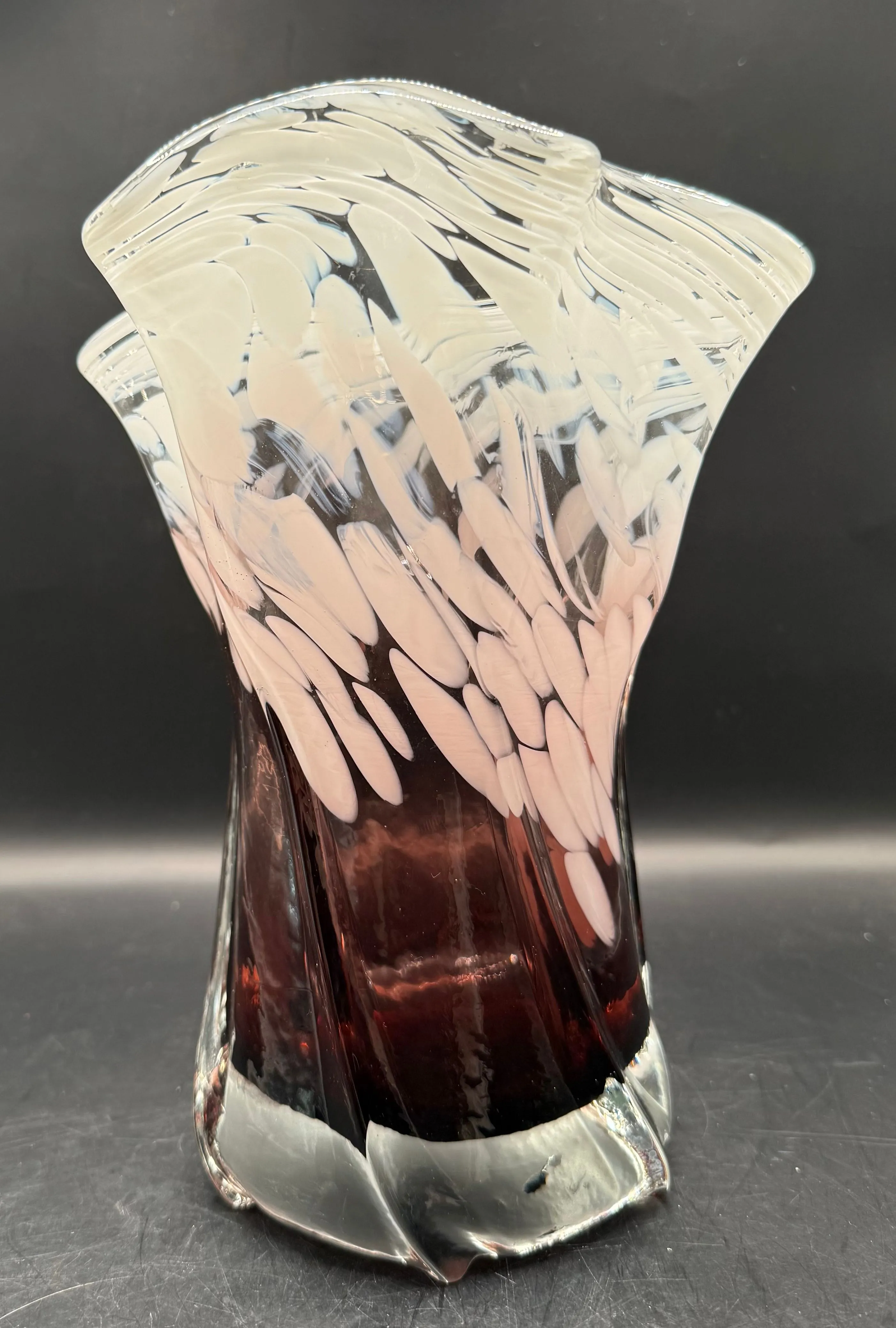 Product image for G56  Vintage Blown Glass Stretch Swirl Vase