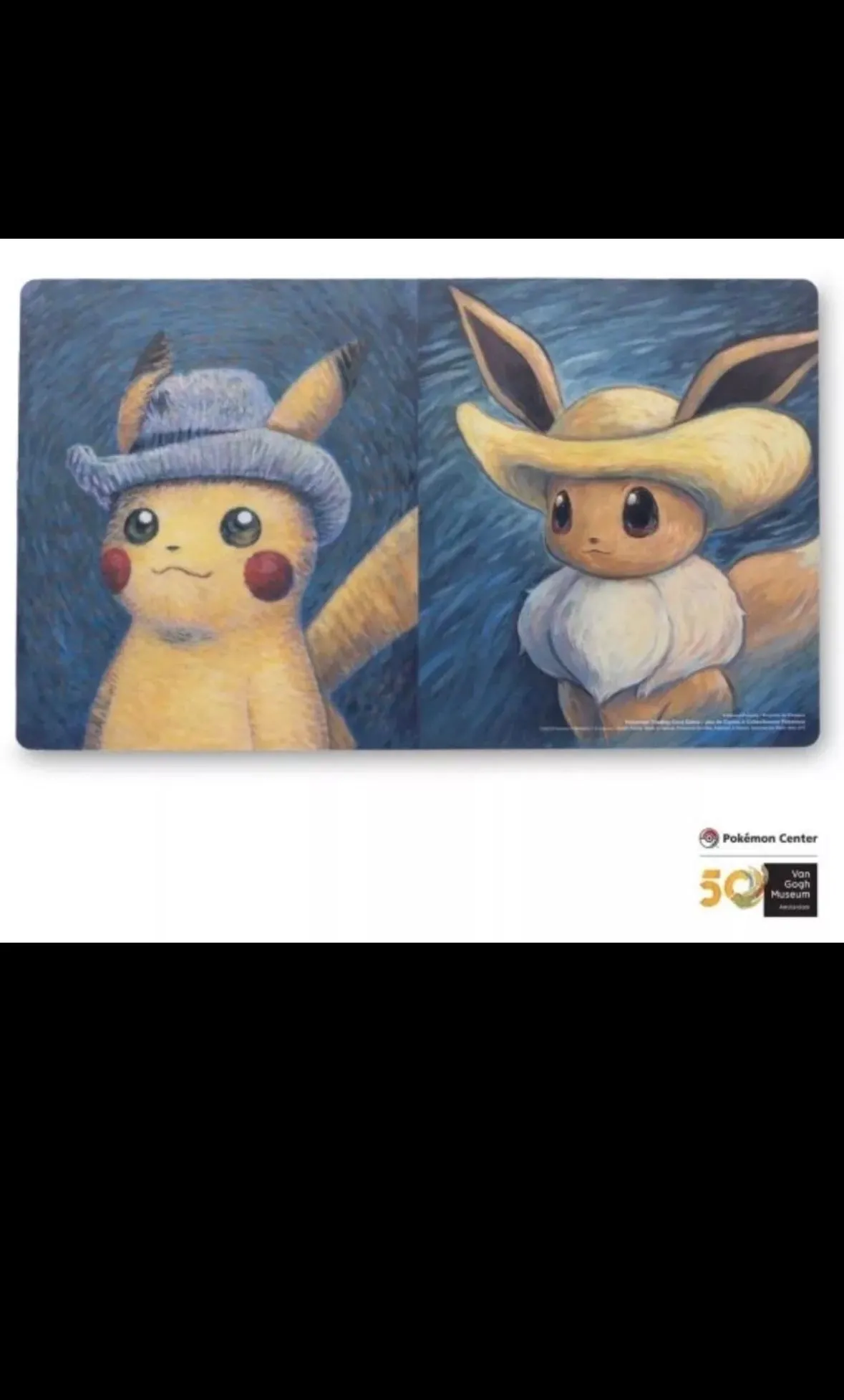 Product image for Pikachu & Eevee Self-Portraits Playmat Pokemon Center x Van Gogh Museum