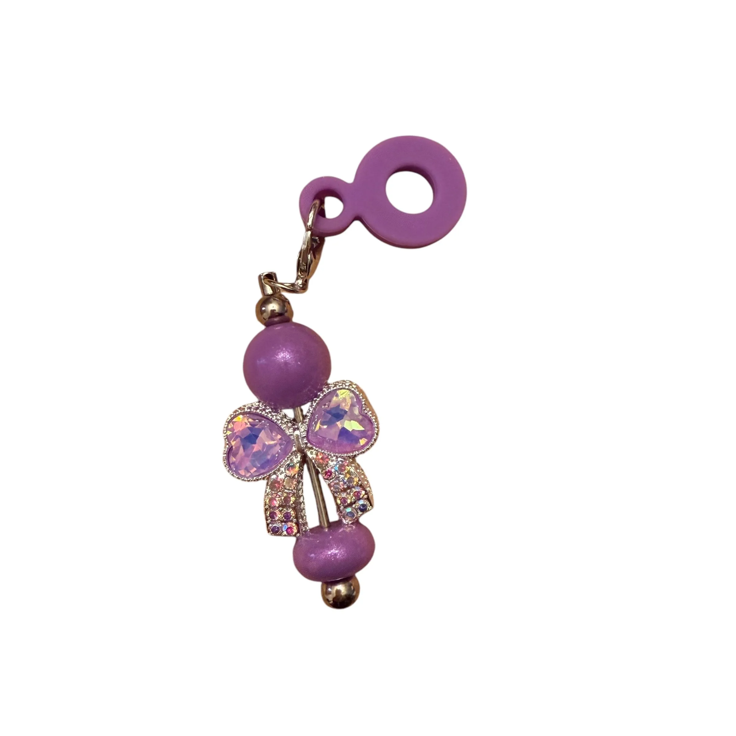 Product image for BIN: Purple Rhinestone Bow Straw Charm