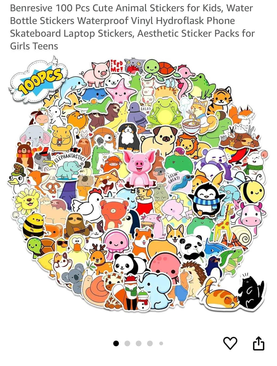 Product image for Animal Vinyl Sticker Pack 100 Pcs