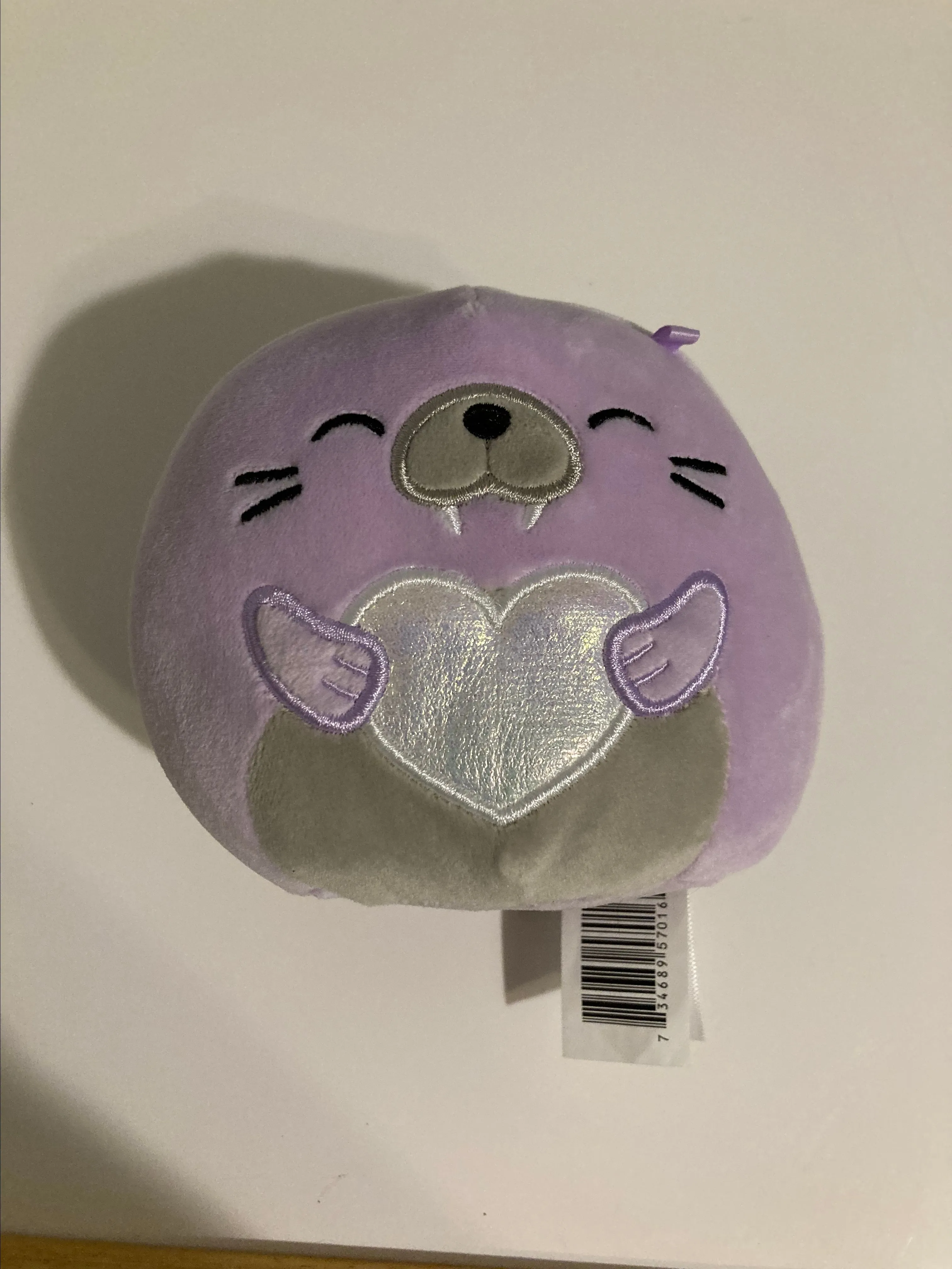 Product image for Squishmallows Valentines Day Winnie Walrus 5" Plush Purple Holding Heart