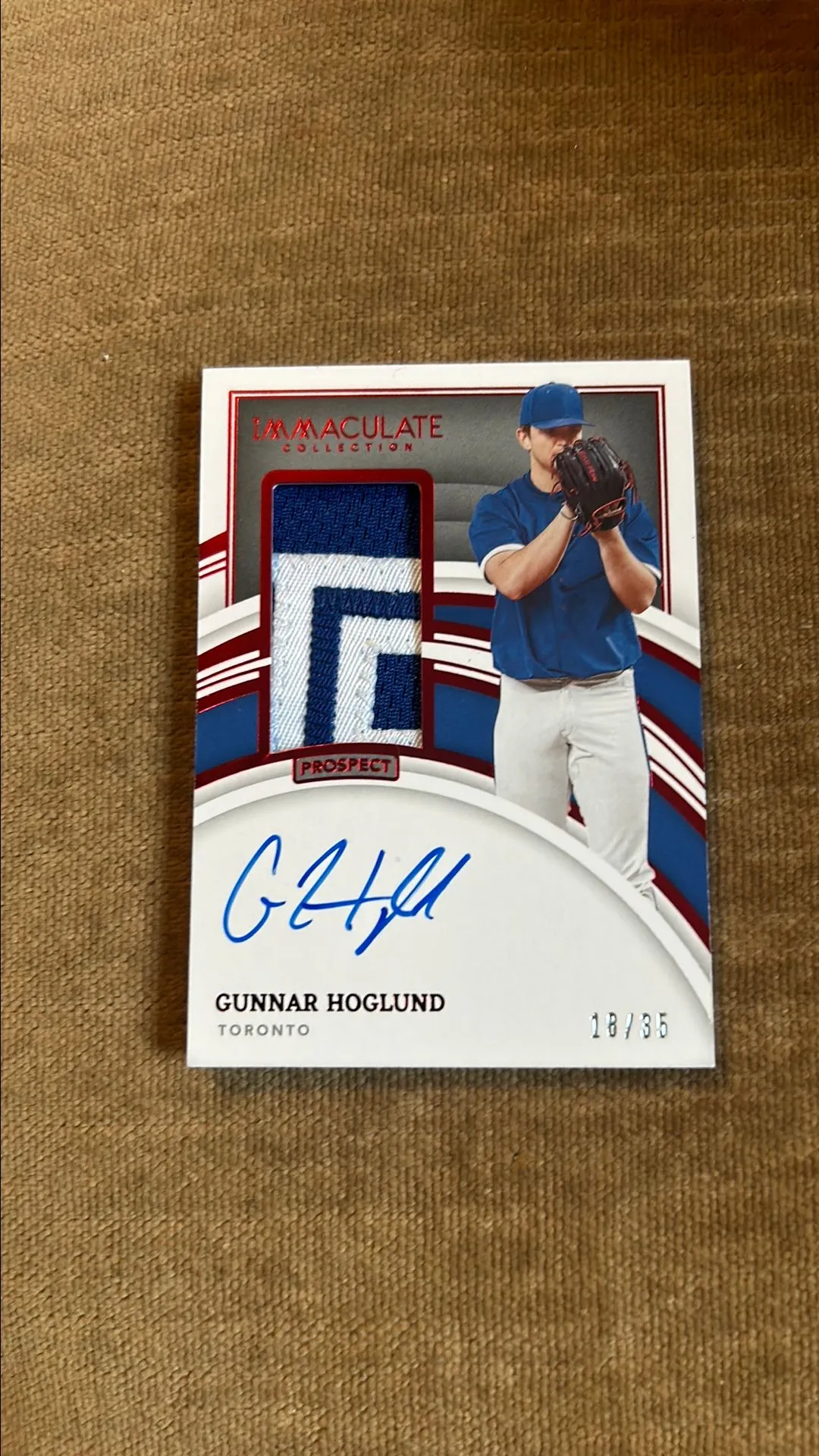 Product image for 2022 Immaculate Gunnar Hoglund 18/35 Patch Auto