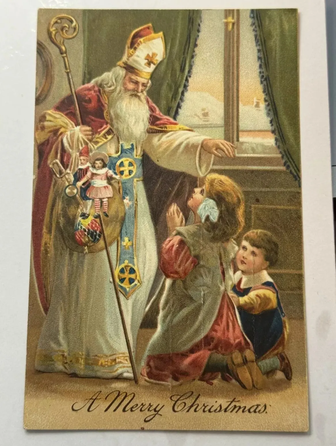 Product image for Santa Bishop Saint Nicholas Antique postcard