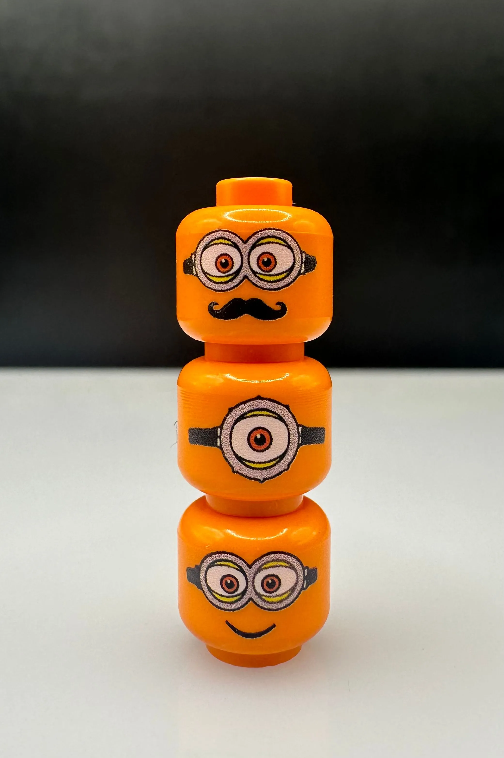 Product image for Custom Lego Minions Orange 3pk of Heads