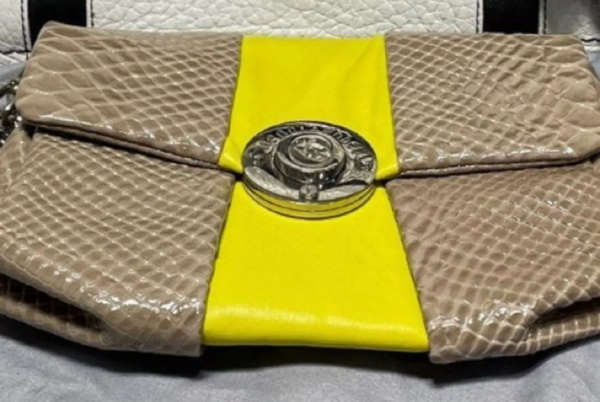 Product image for Henri bendel leather snake milliner wristlet yellow detail