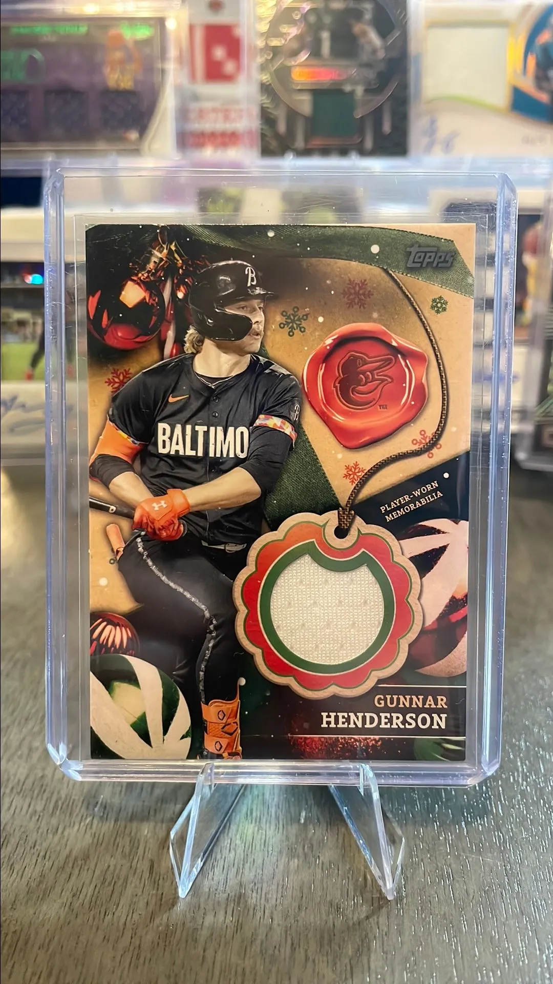 Product image for Gunnar Henderson 2025 Topps Holiday Relic Game-worn #RC-GH