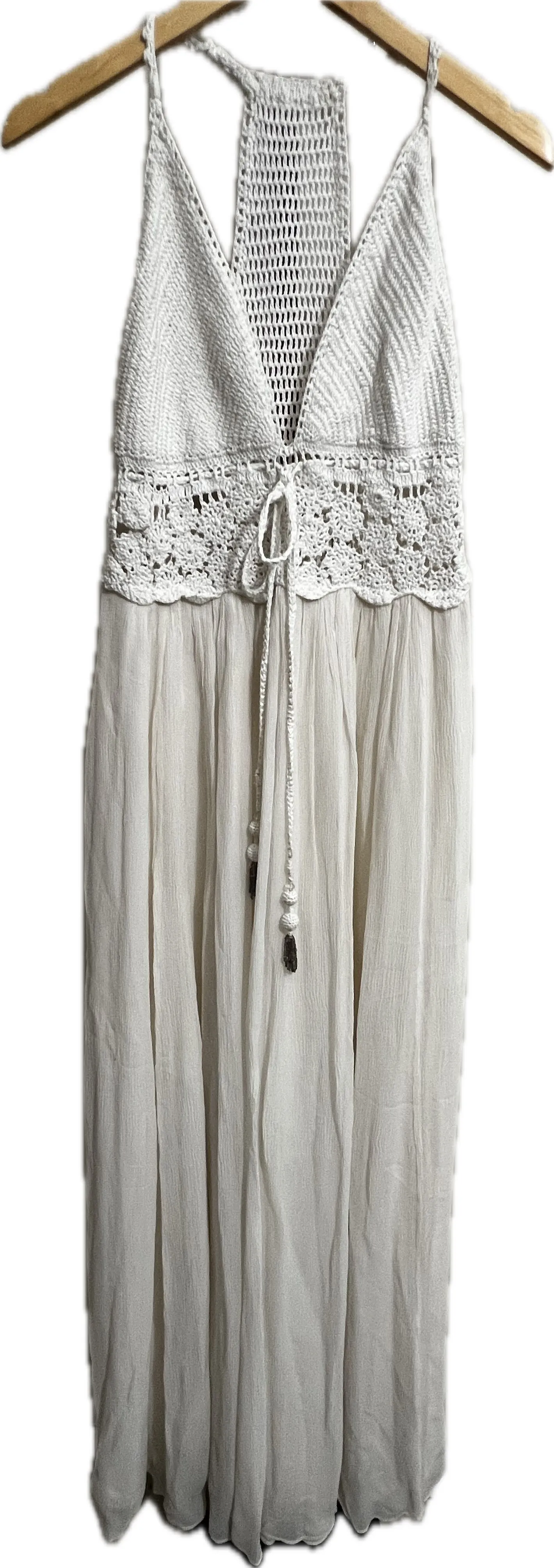 Product image for Calypso St Barth boho silk maxi crochet dress beaded tassels