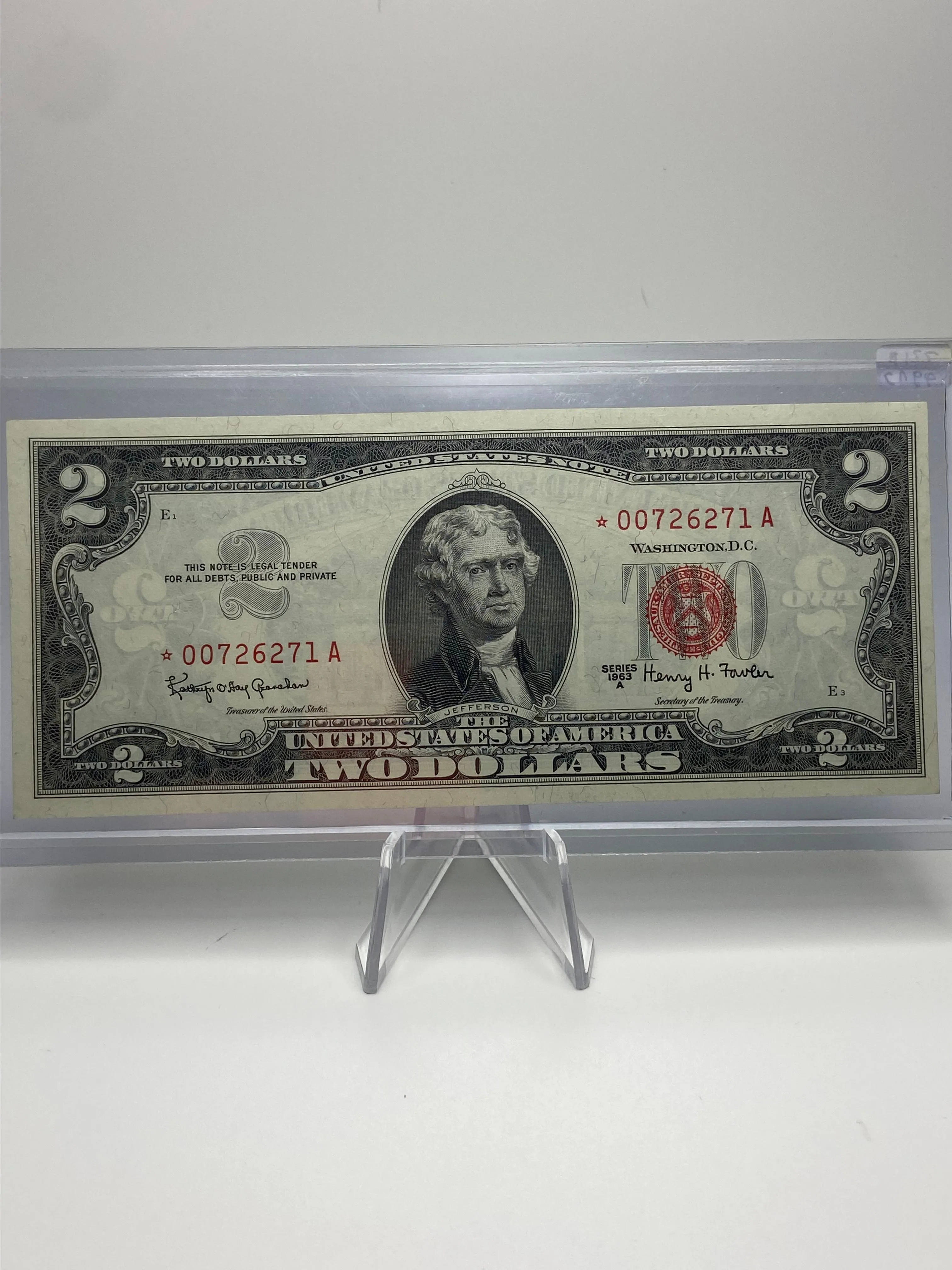 Product image for Series 1963A $2 Red Seal UNC Star Note