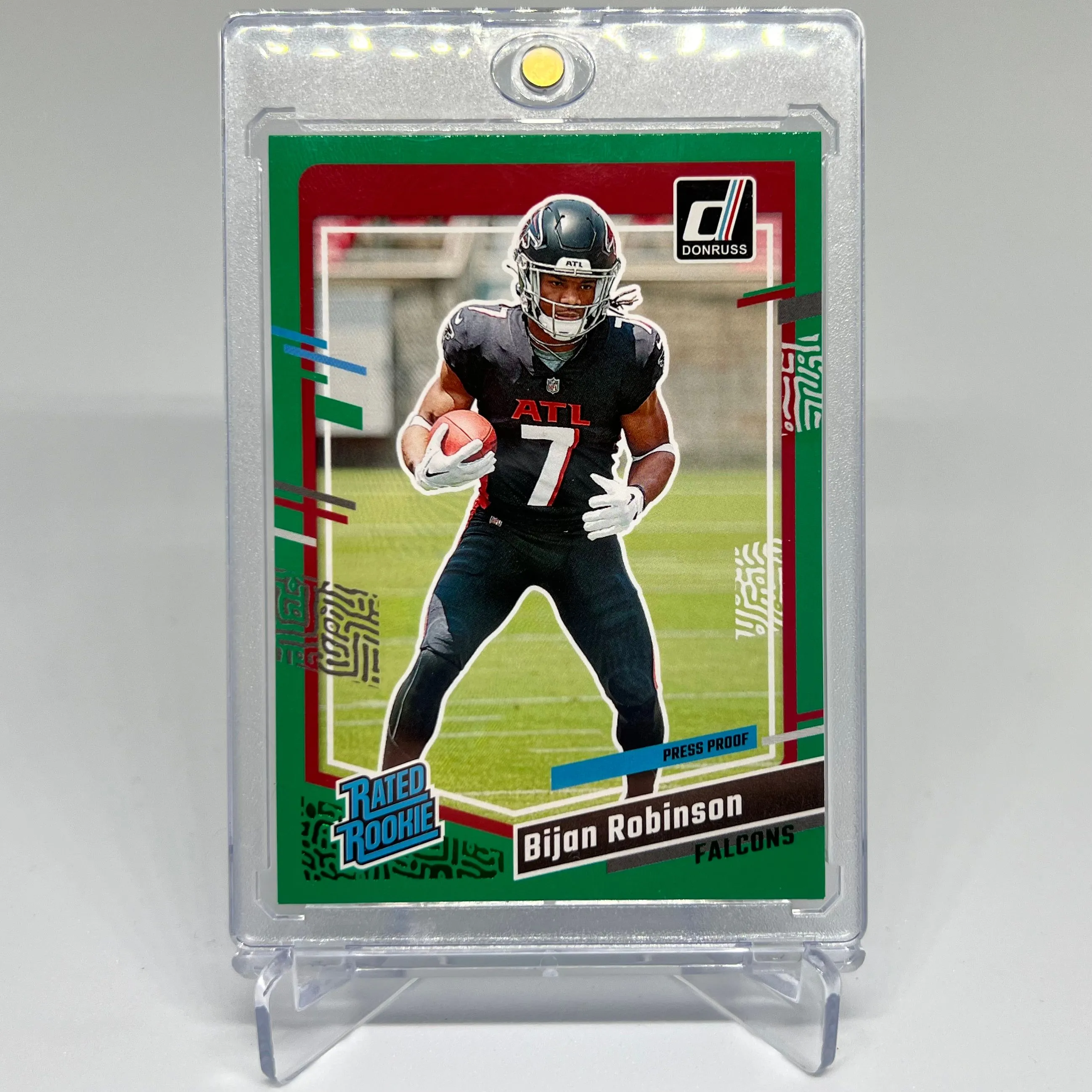 Product image for Bijan Robinson 2023 Donruss Rated Rookie Green Press Proof