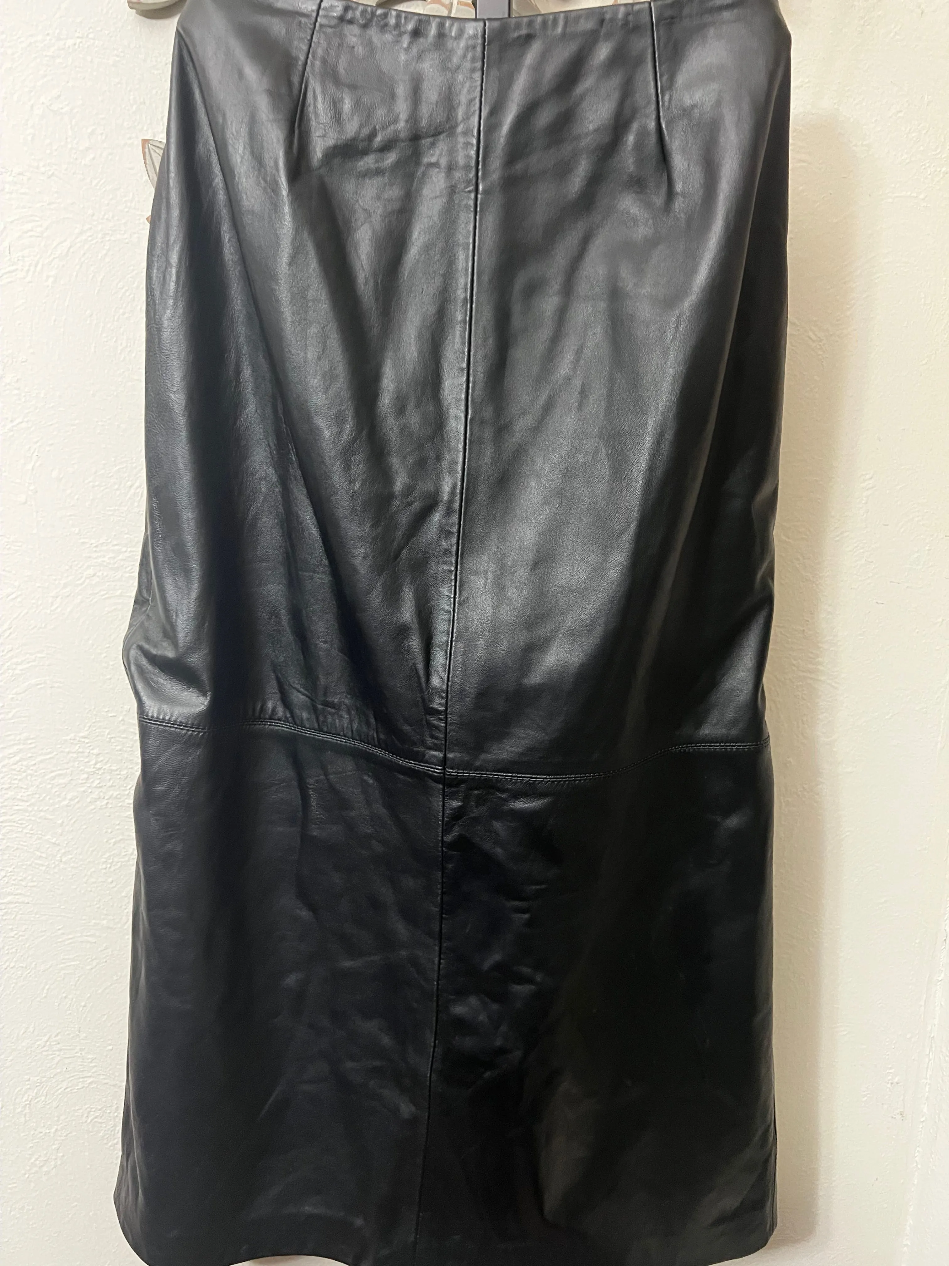 Product image for 50 100% leather black midi skirt