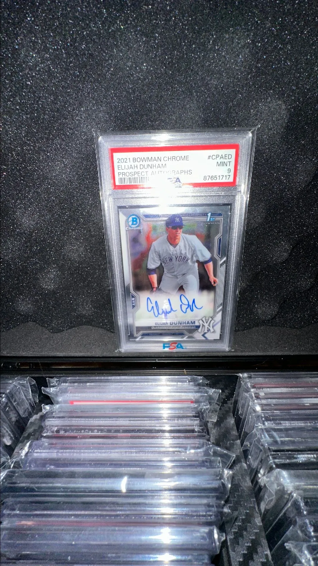 Product image for 2021 Bowman Chrome Prospect Autographs Elijah Dunham CPAED Prospect Autographs PSA MINT 9