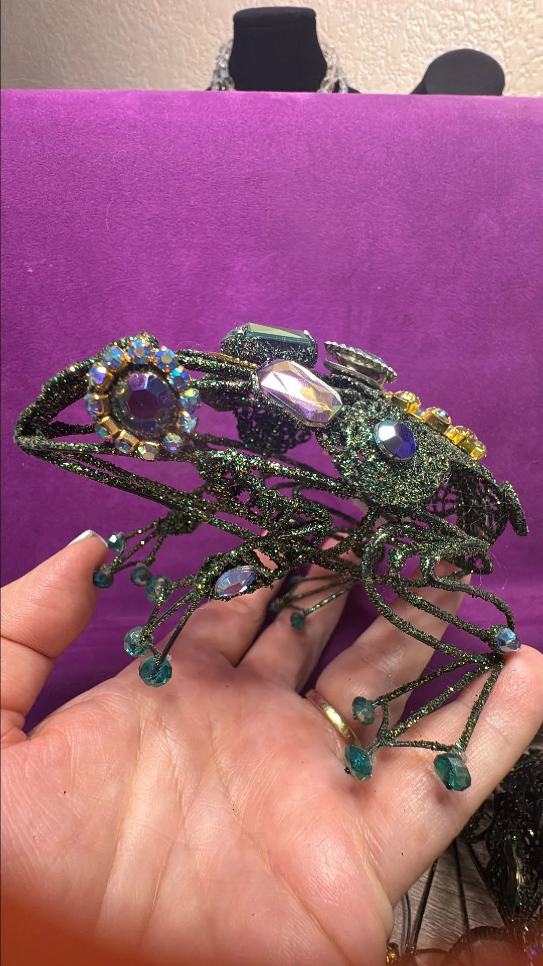 Product image for Katherine's Collection Green Wired Jeweled Frog