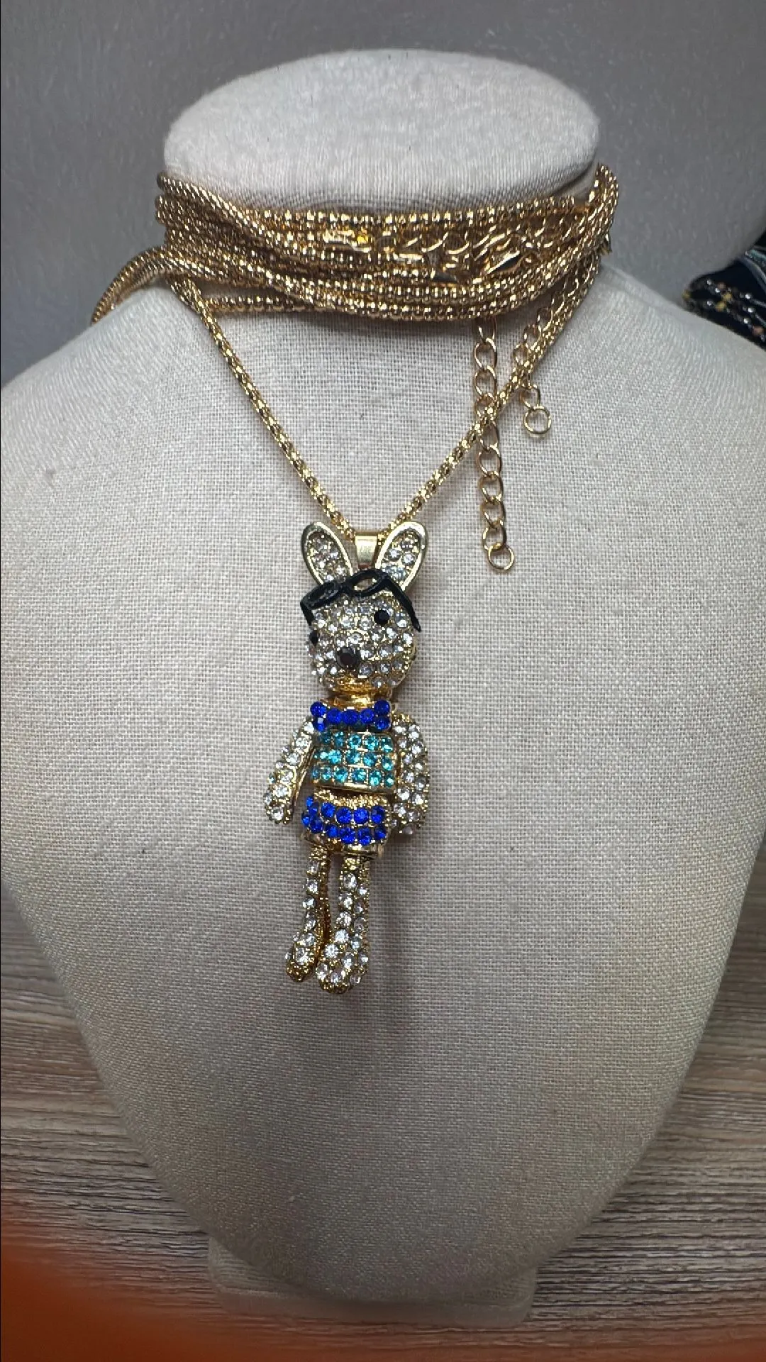 Product image for New Bunny with bow tie and glasses necklace