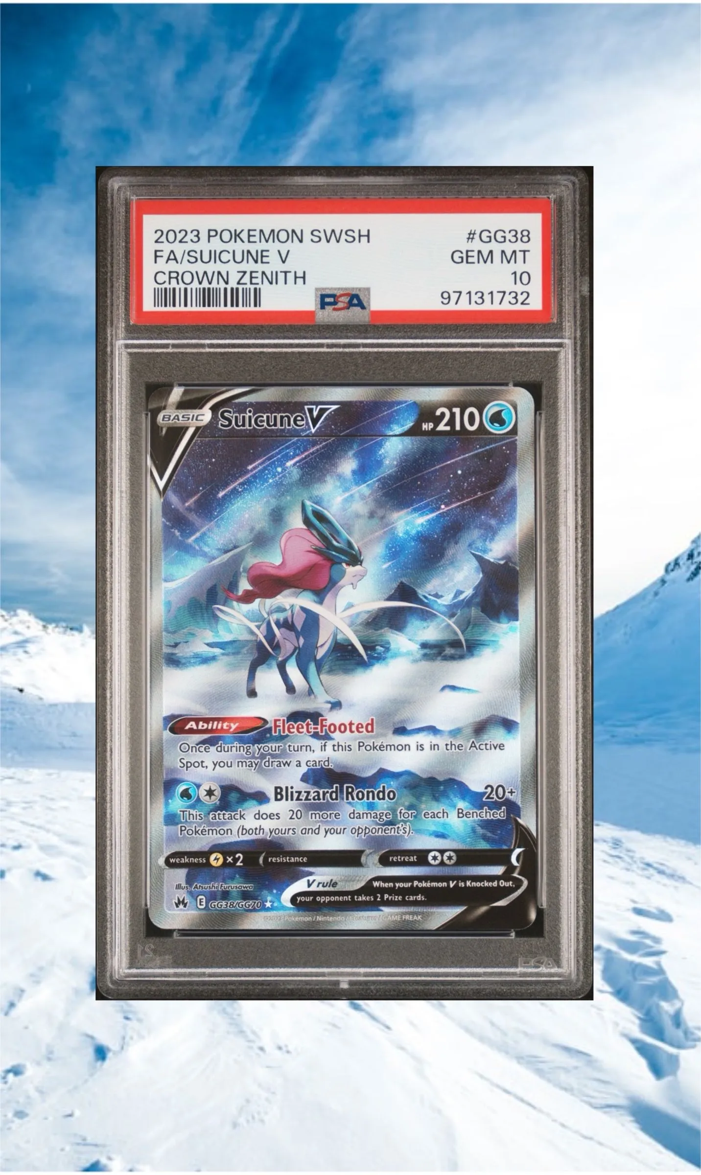 Product image for 2023 Pokemon Sword And Shield Crown Zenith Fa/Suicune V Crown Zenith PSA GEM MT 10