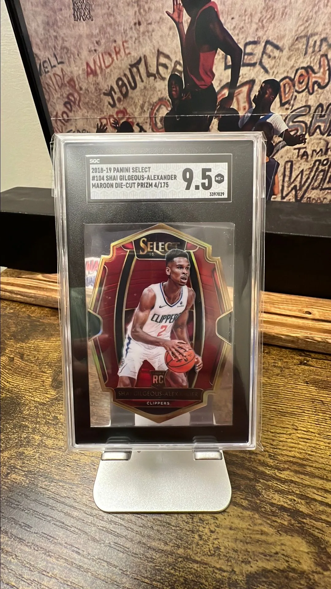 Product image for Shai Gilgeous-Alexander 2018-19 select RC Maroon Die Cut 4/175 SGC 9.5