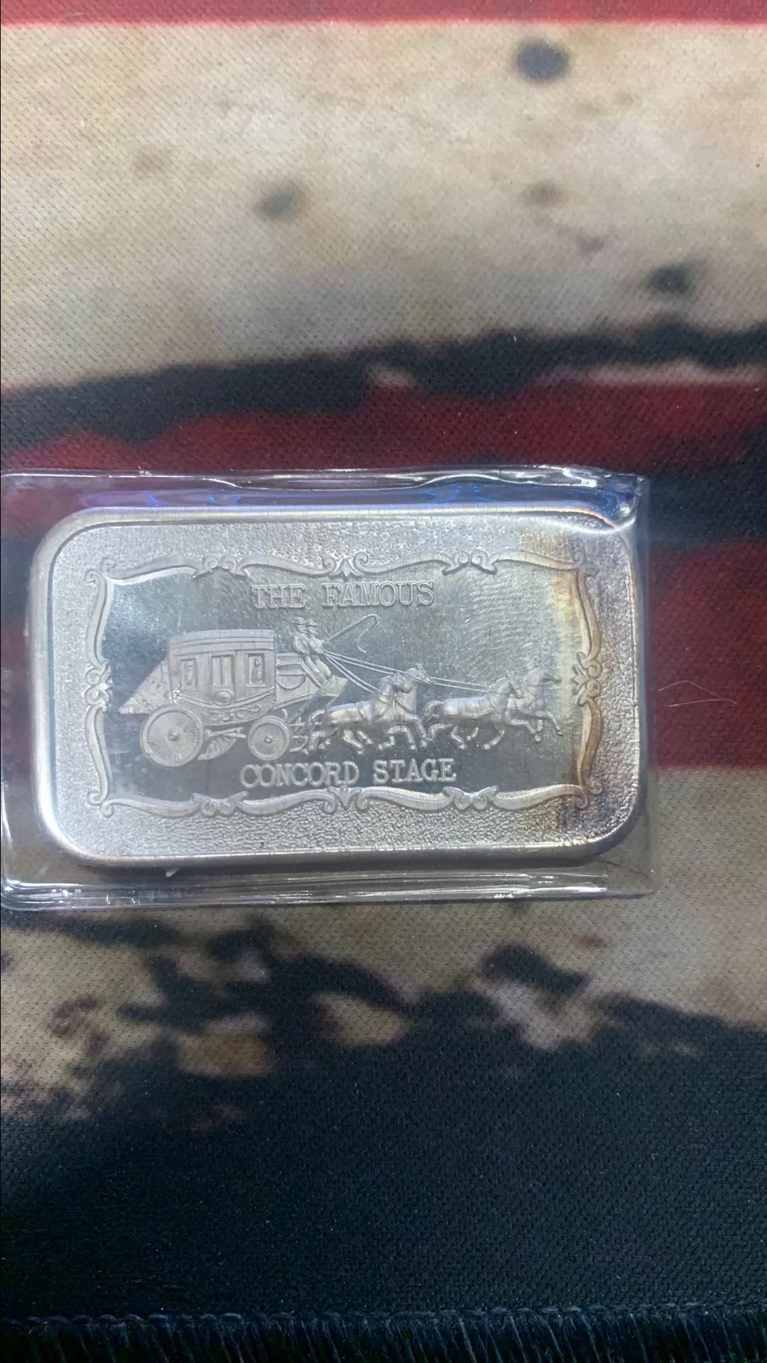 Product image for 1973 The Famous Concord Stagecoach Mother Lode Mint 1 oz .999 Silver Art Bar