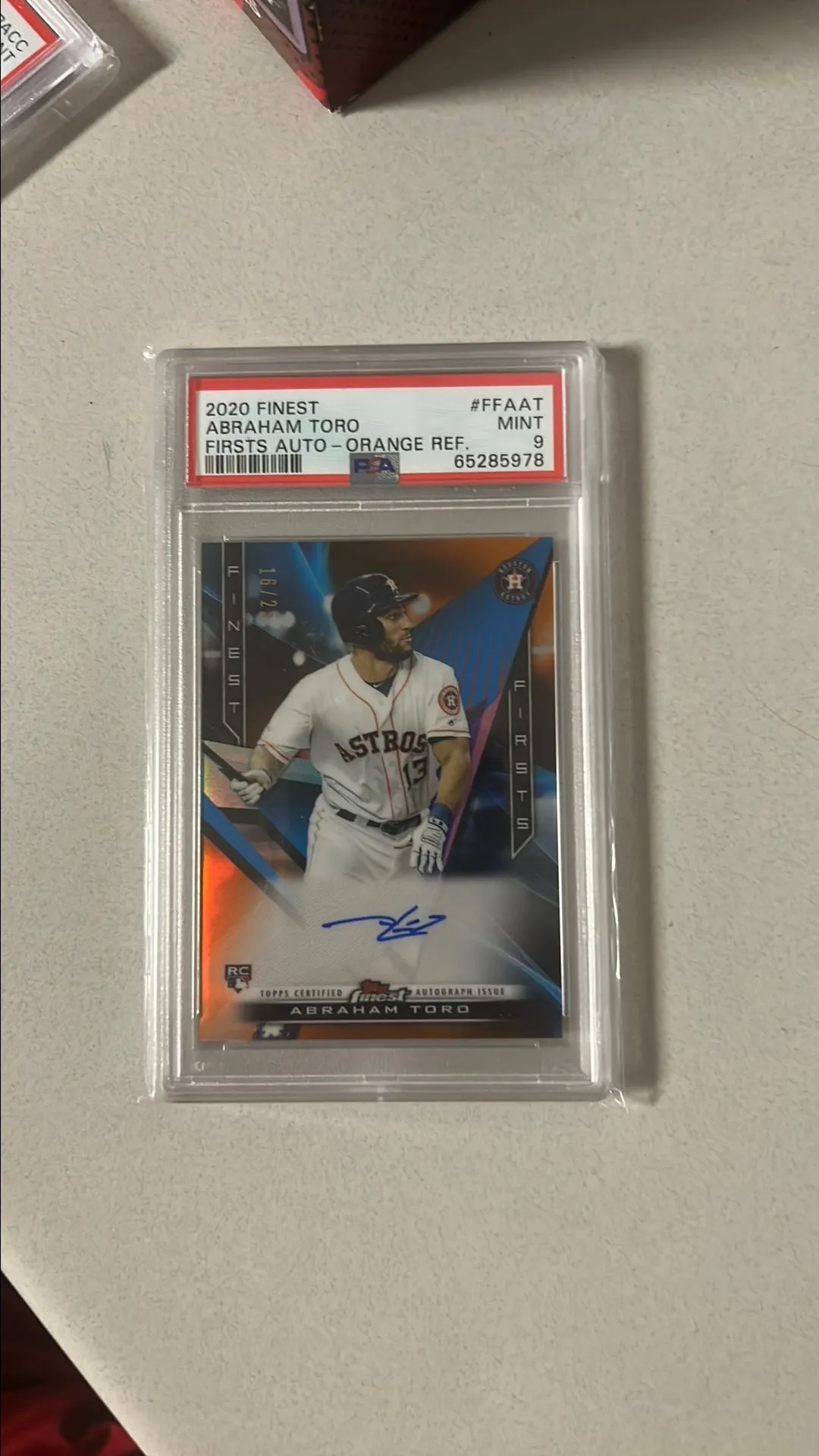 Product image for 2020 Finest Abraham Toro FFAAT Firsts Auto-Orange PSA MINT 9