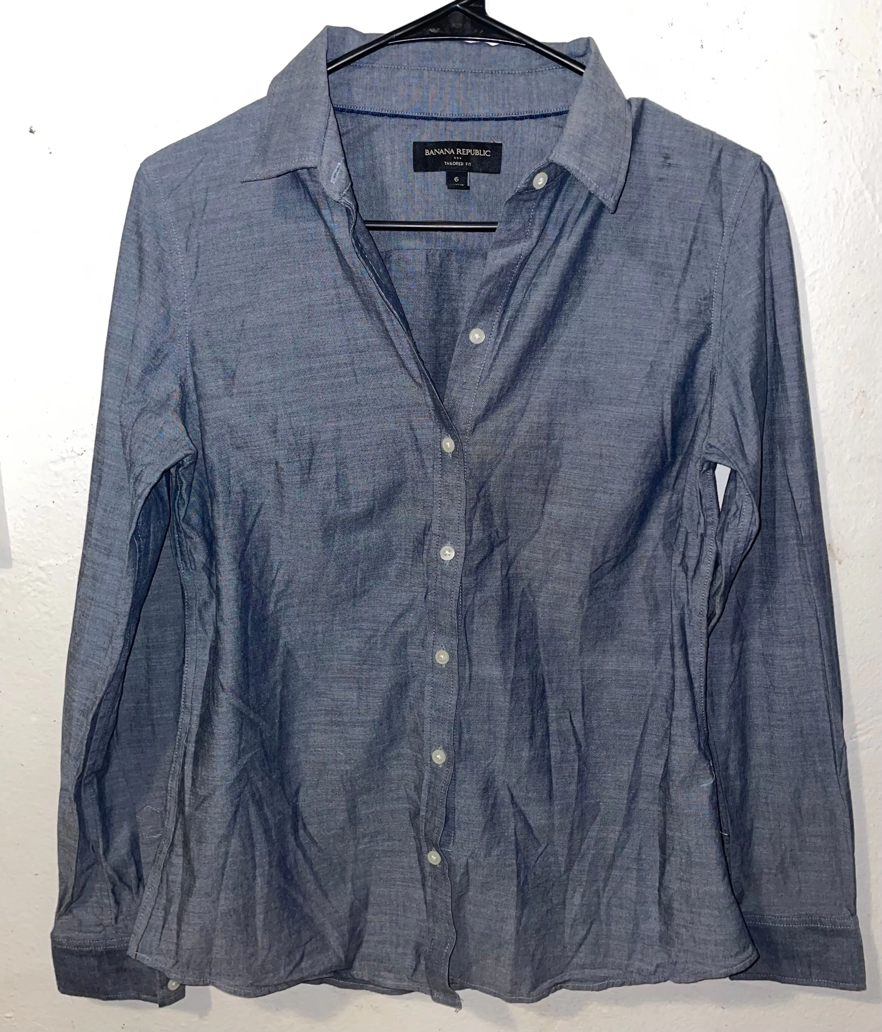 Product image for Banana Republic Luxury Tailored brand denim look blouse size 6