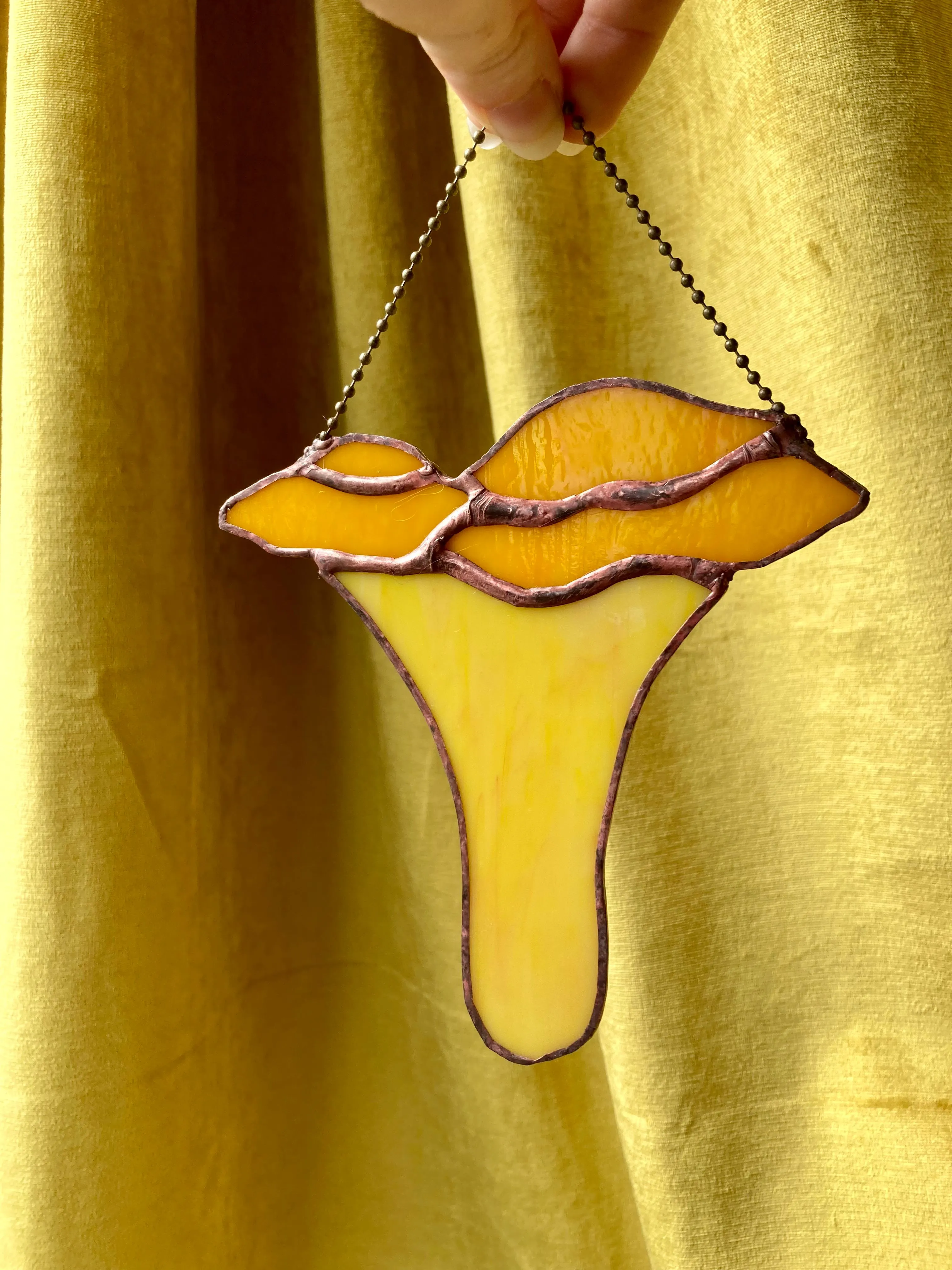 Product image for Stained Glass Chanterelle Mushroom Sun Catcher