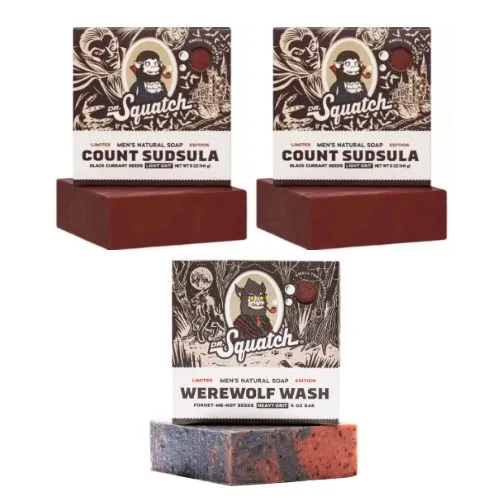 Product image for DR. SQUATCH Soaps: x2 Count Sudsula & x1 Werewolf Wash, 5oz Bars