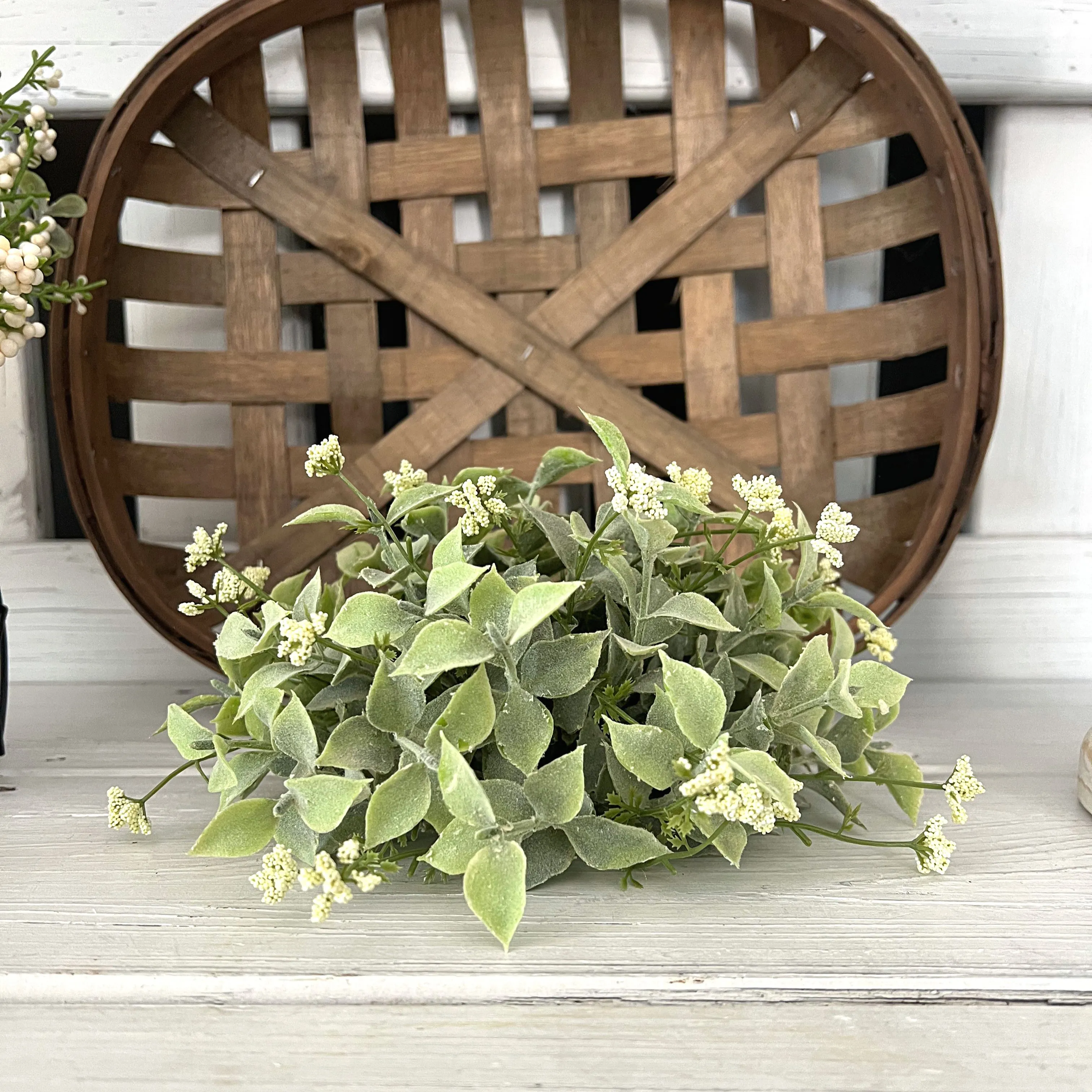 Product image for Half globe greenery with white flowers.