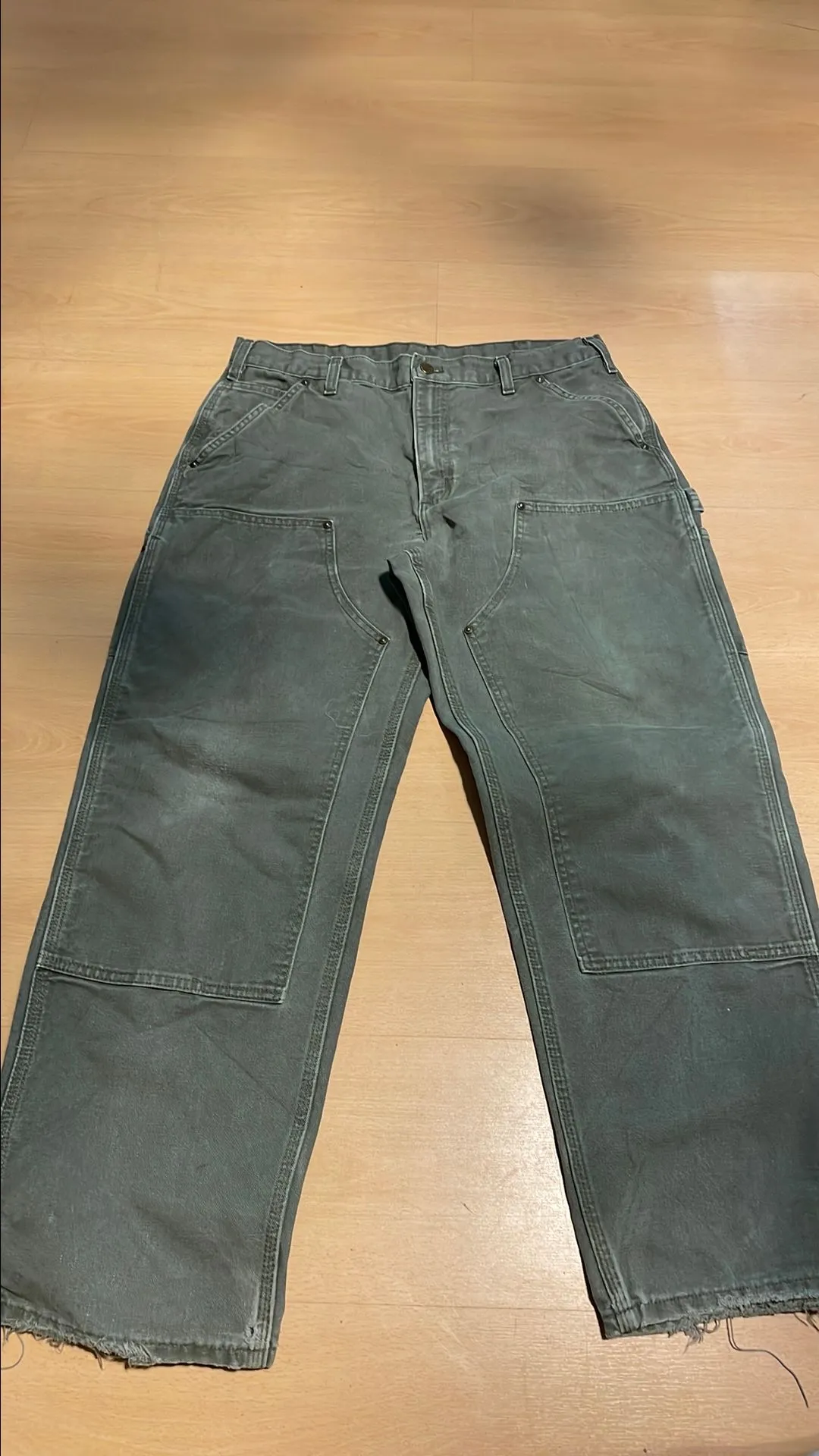 Product image for VTG CARHARTT ARMY GREEN DOUBLE-KNEES 36x30