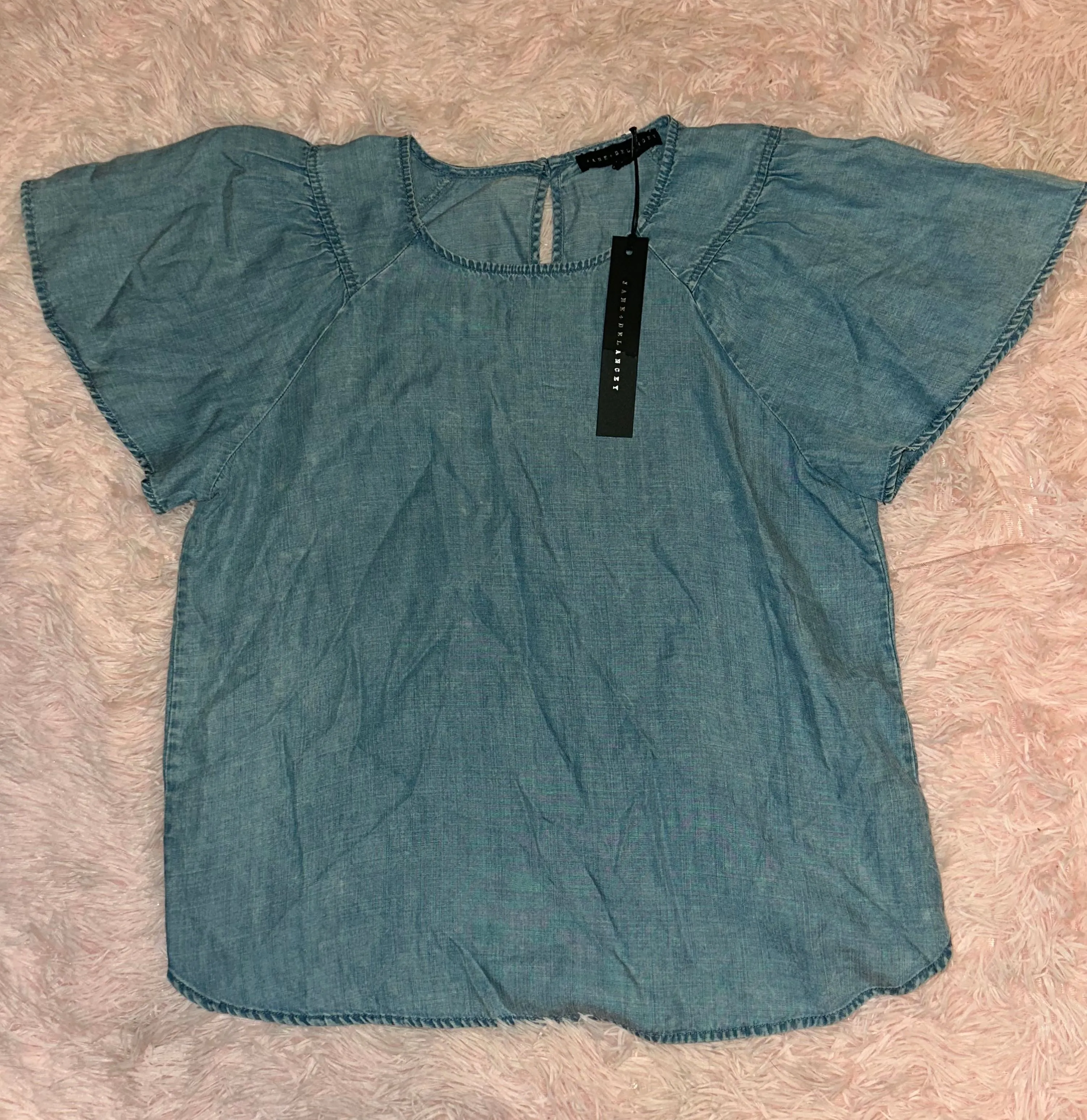 Product image for NWT Jane & Delancey Blue Denim Peasant Top Flare Blouse Size XS/S