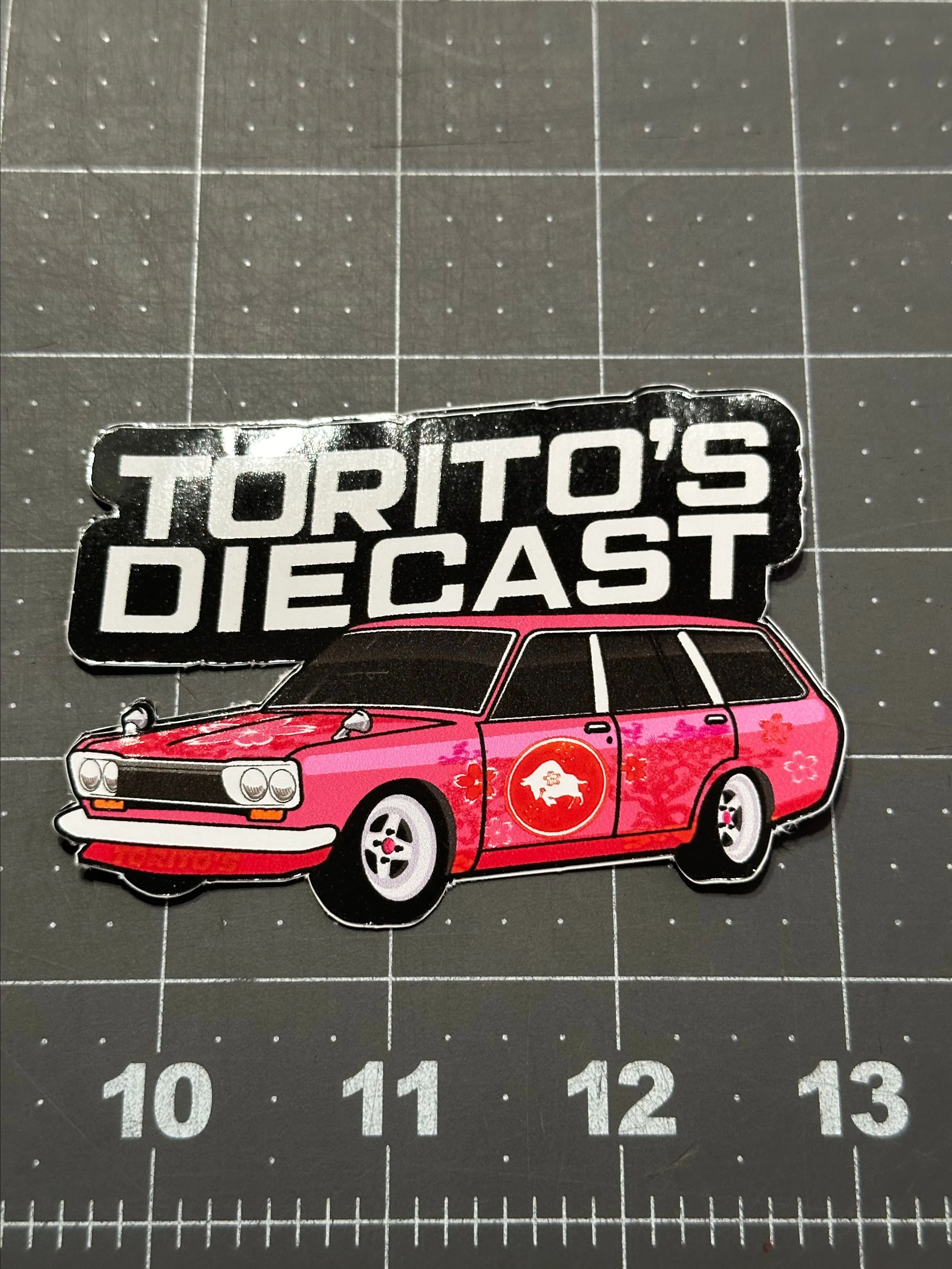 Product image for Pink Datsun 510 wagon torito diecast  sticker