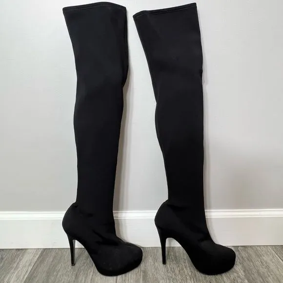 Product image for NWT Liliana Black Faux Suede Over The Knee Boots