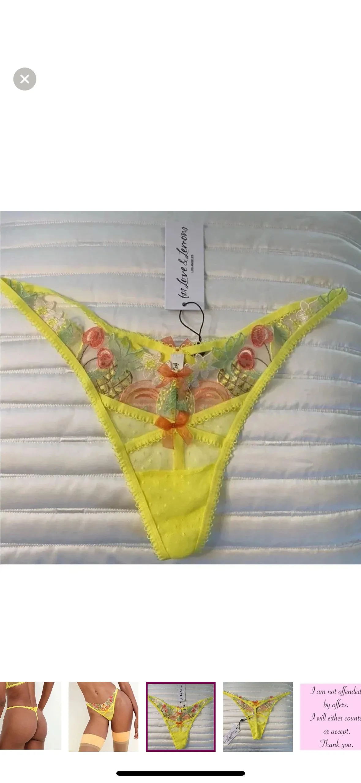 Product image for For Love and Lemons Yellow XXS NWT Panty Lingerie Honeymoon Underwear Panties