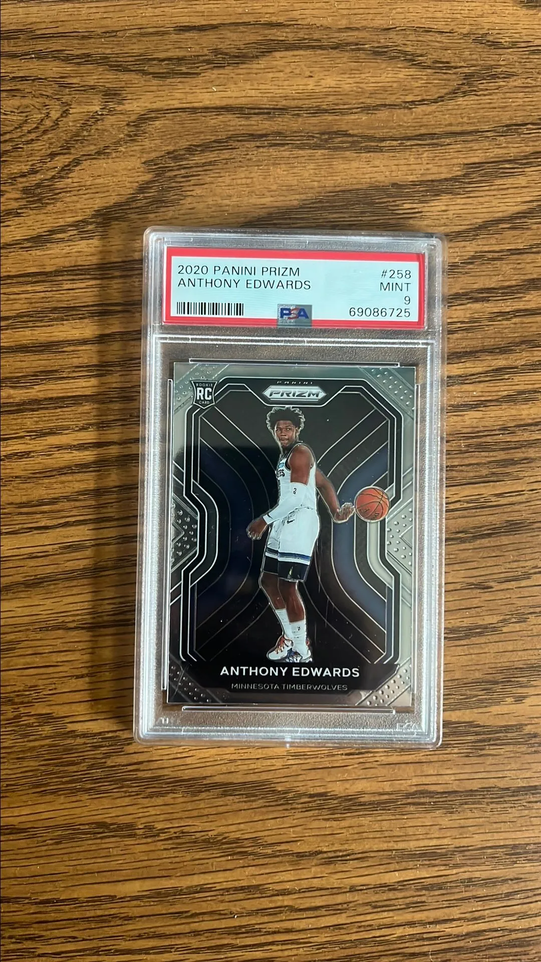 Product image for 2020 Panini Prizm Anthony Edwards 258  PSA MINT 9