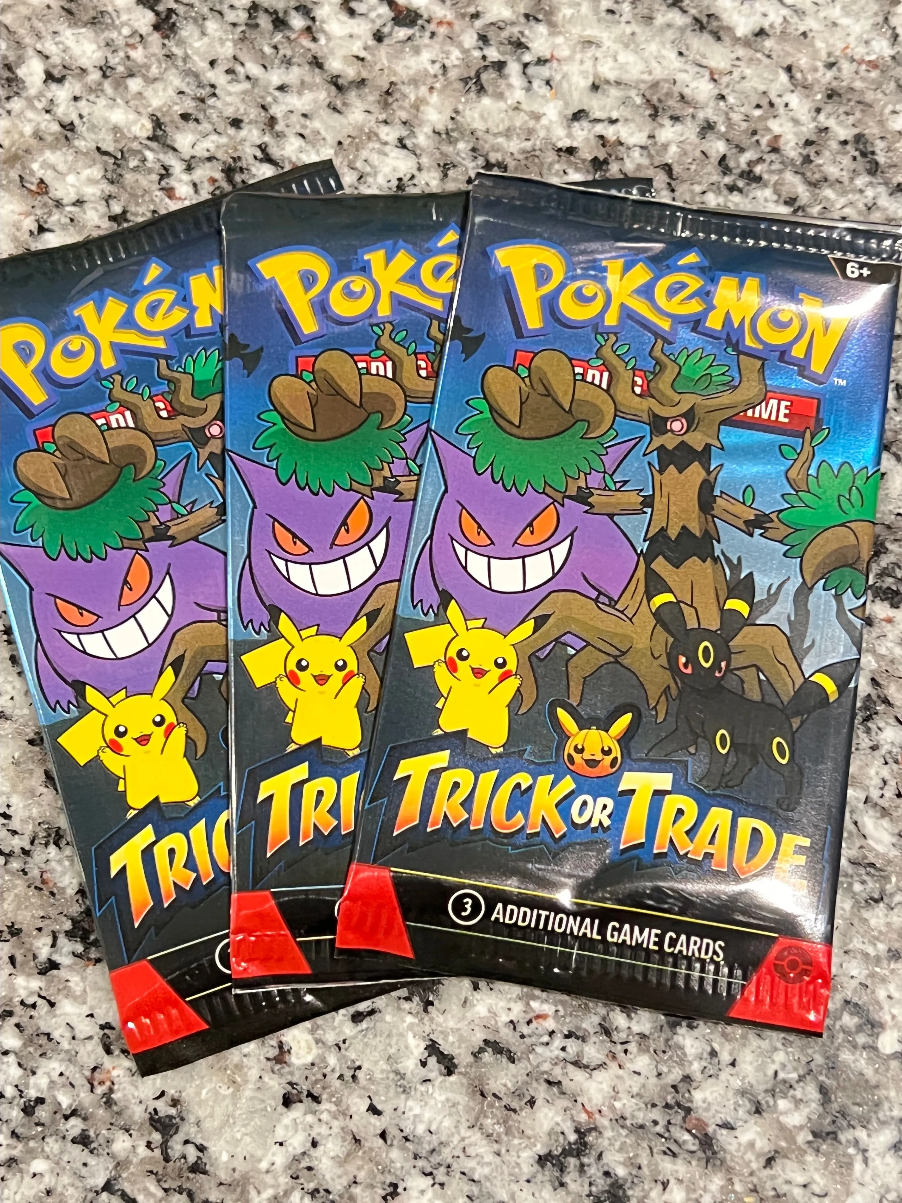 Product image for 3 packs of Pokemon trick or trade cards