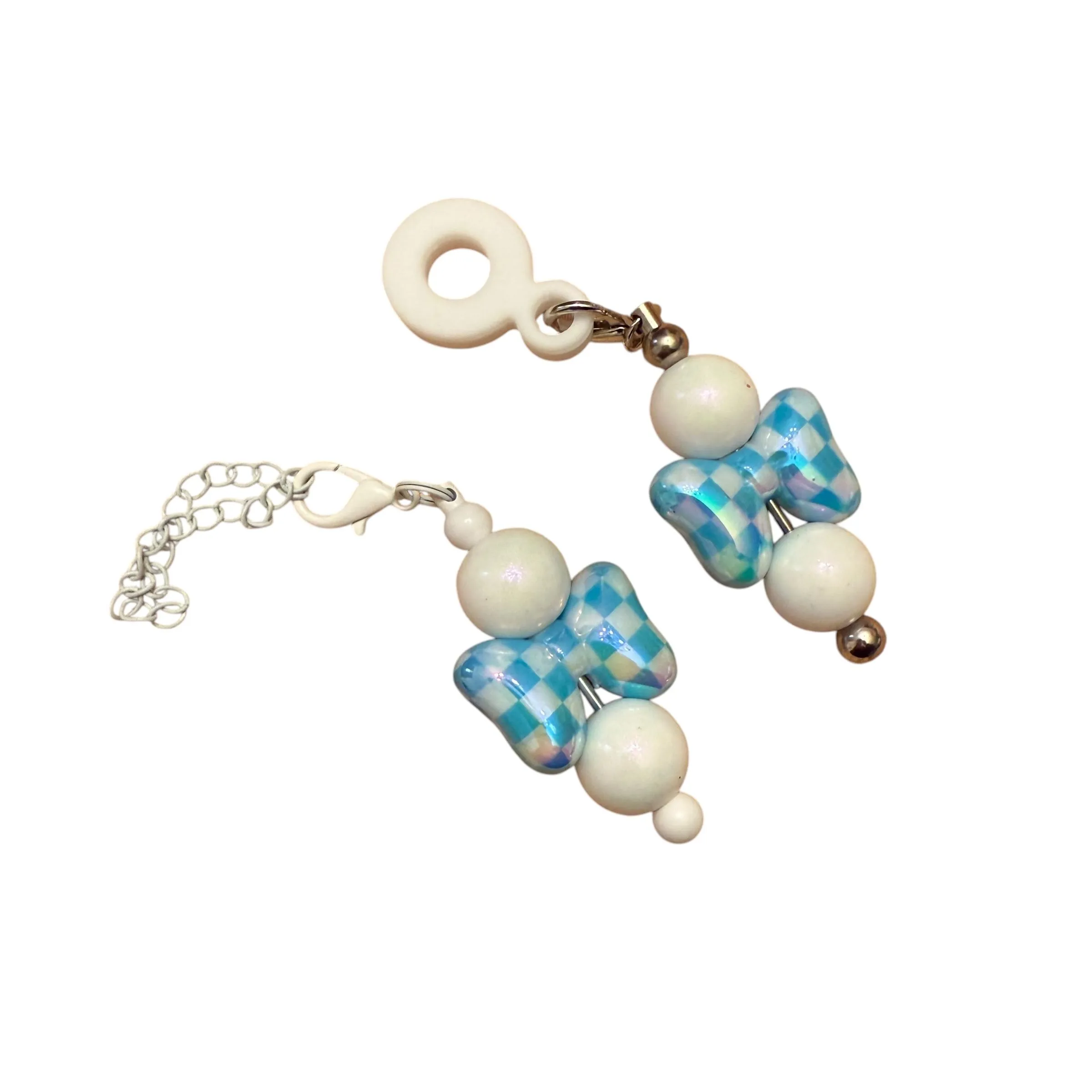 Product image for BIN: Blue Checkered Bow Cup Charm Set