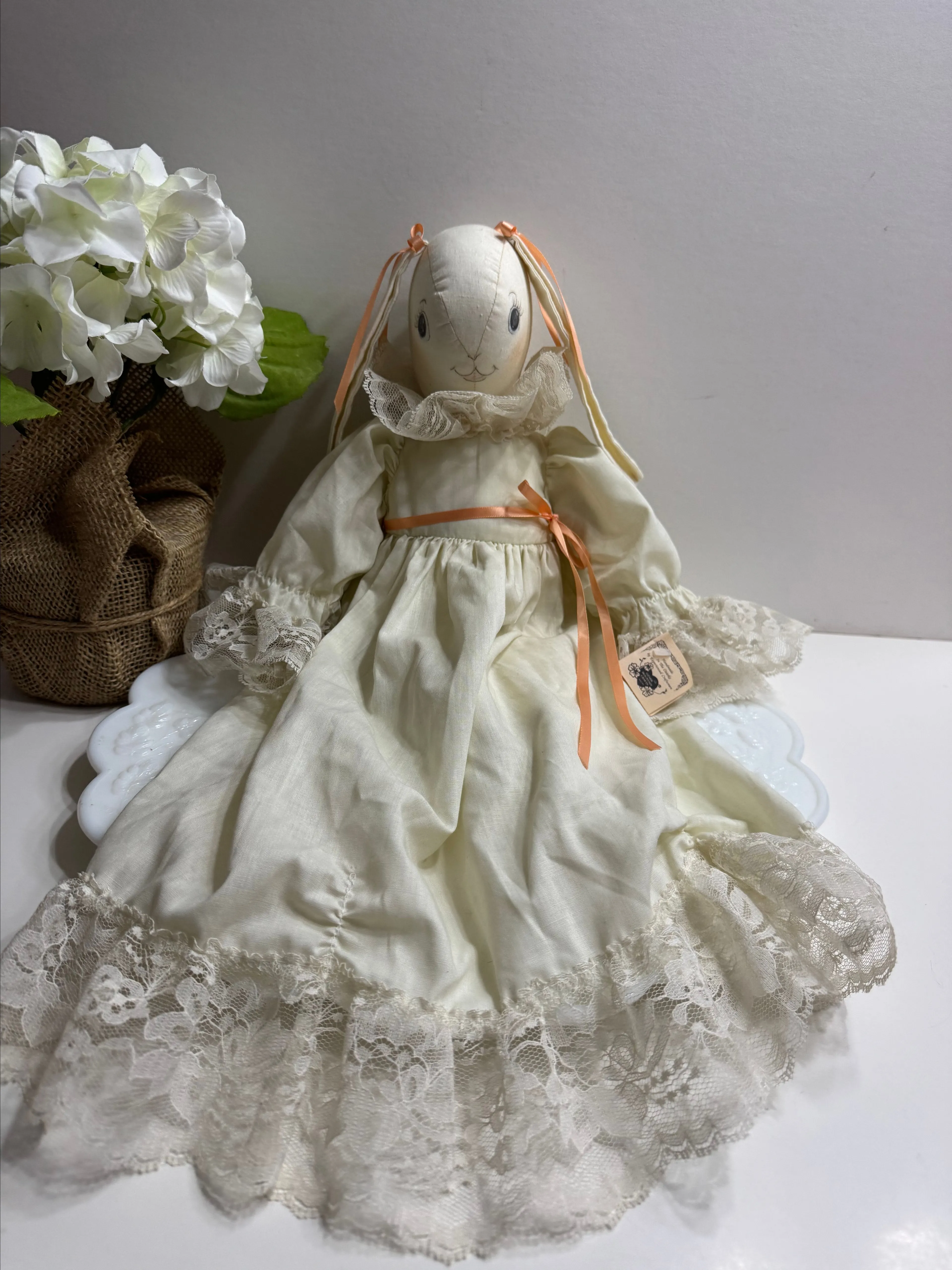 Product image for Country Primitive Bunny Rabbit with white dress