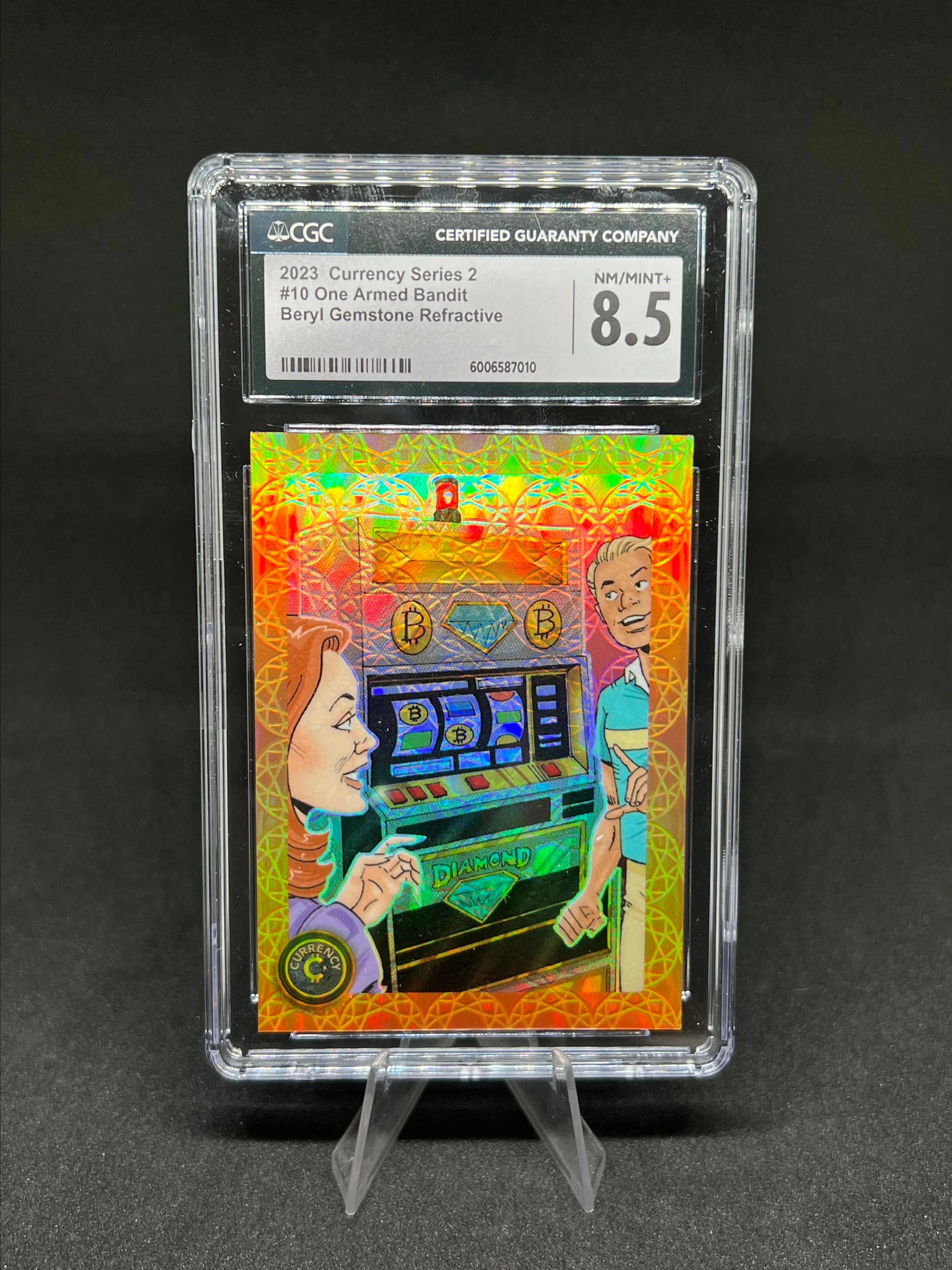 Product image for 2023 Cardsmiths Currency S2 One Armed Bandit #10 Beryl Gemstone Refractive Serialized 14/149 CGC 8.5