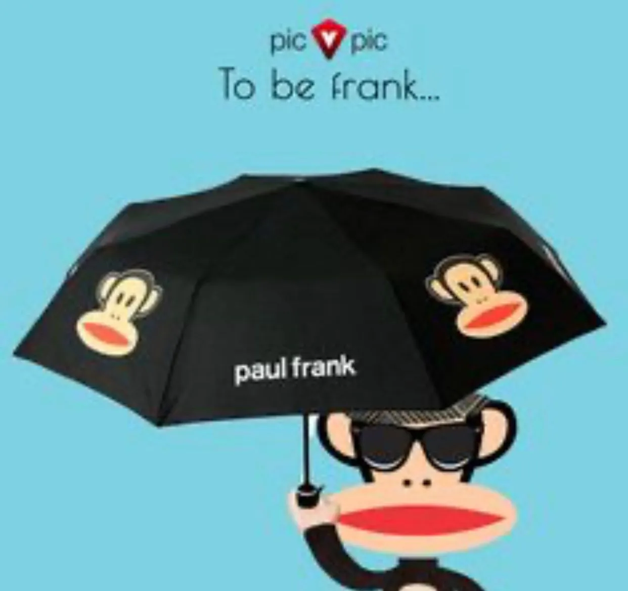 Product image for Paul Frank Black Umbrella with Monkey Design for kids